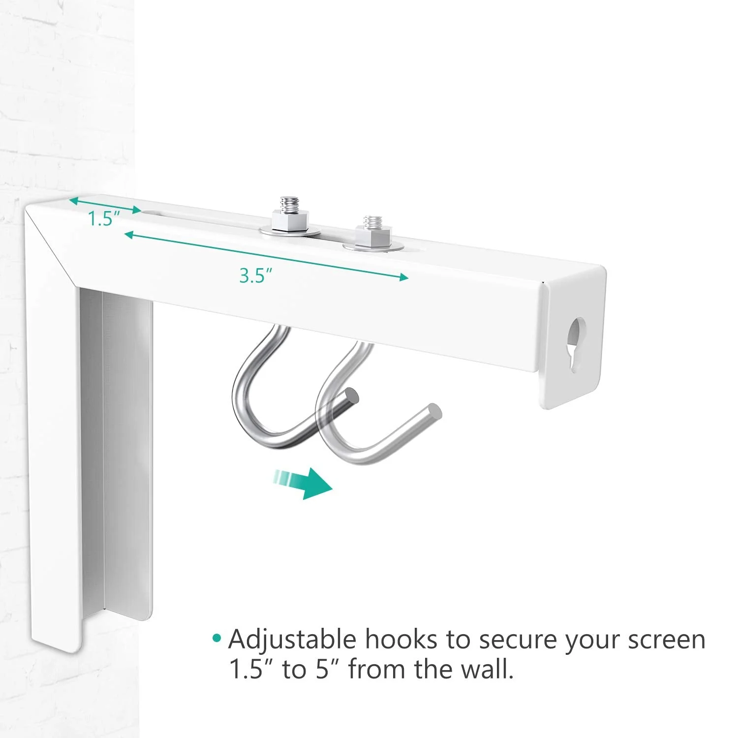 Universal Projector Screen L-Bracket Wall Hanging Mount 6 inch Adjustable Extension with Hook Manual, Spectrum and Perfect Screen Placement up to 66 lbs, 30 kg (PSM001), White - Image 6