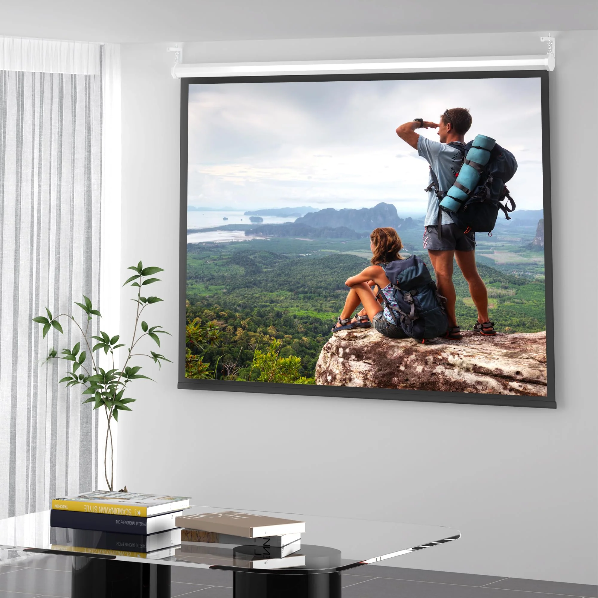 Universal Projector Screen Wall Mount L-Brackets Hanging Ceiling Mount, 6 inch Adjustable Extension with Hook for Home Projector and Movie Screens, Hold up to 66 lbs, White PRL003W - Image 7