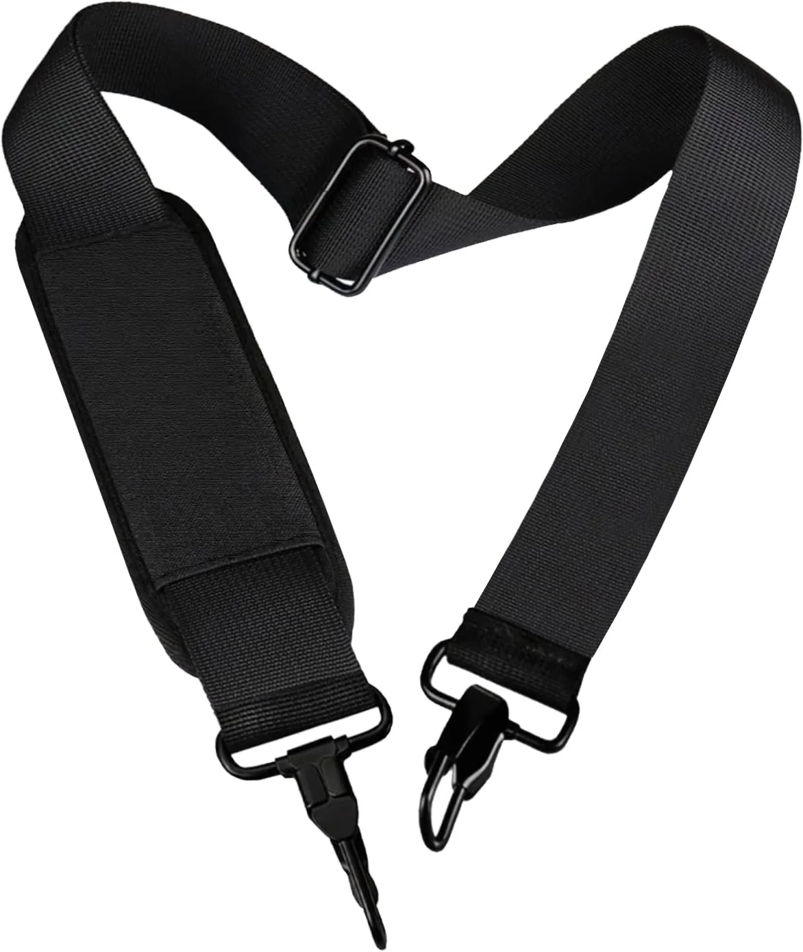 Universal Replacement Laptop Shoulder Strap, Durable 55" Adjustable Comfortable Belt with Metal Hooks for Briefcase, Computer Messenger Bag, Laptop Case Luggage/Duffel/Camera, (Black) Black