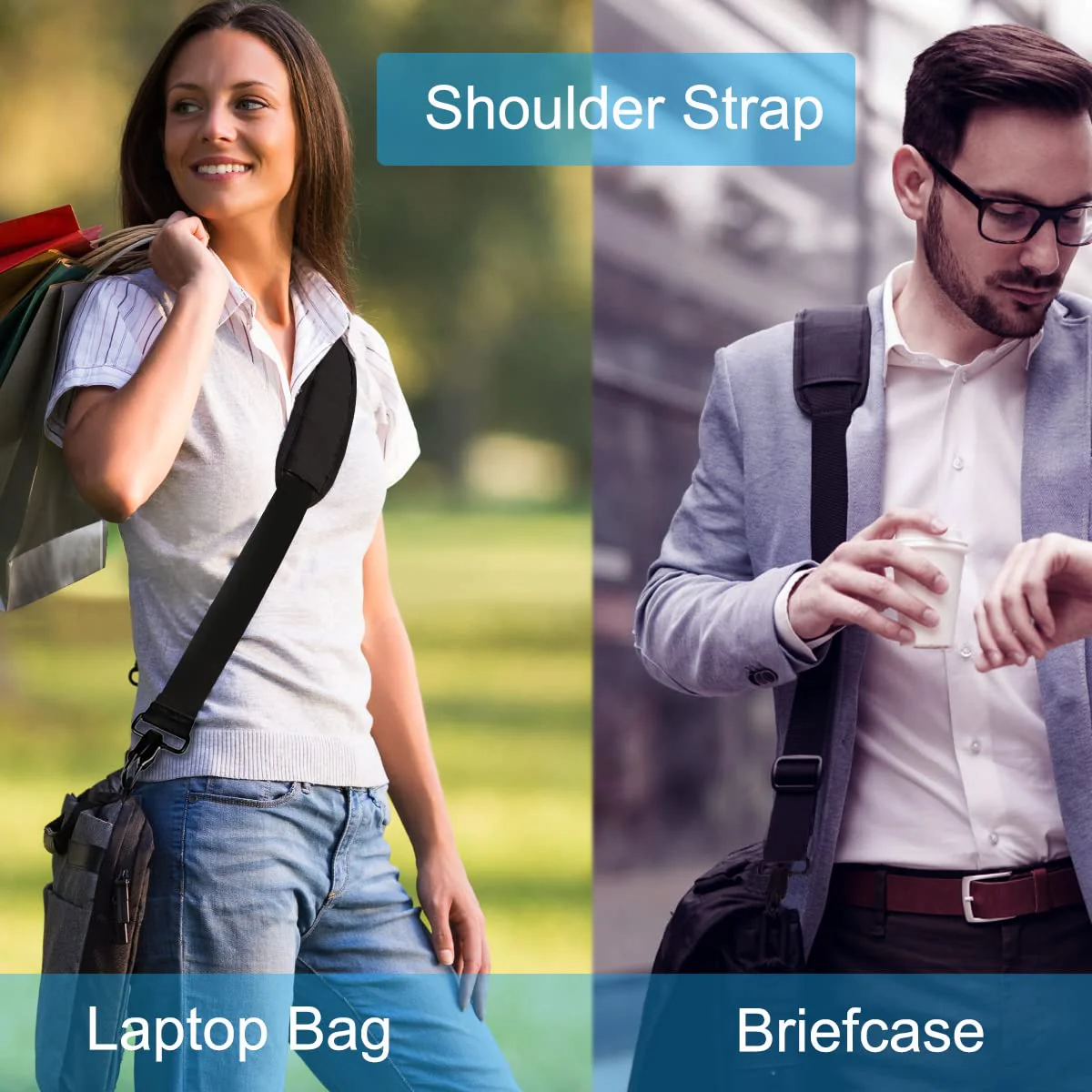 Universal Replacement Laptop Shoulder Strap, Durable 55" Adjustable Comfortable Belt with Metal Hooks for Briefcase, Computer Messenger Bag, Laptop Case Luggage/Duffel/Camera, (Black) Black - Image 7