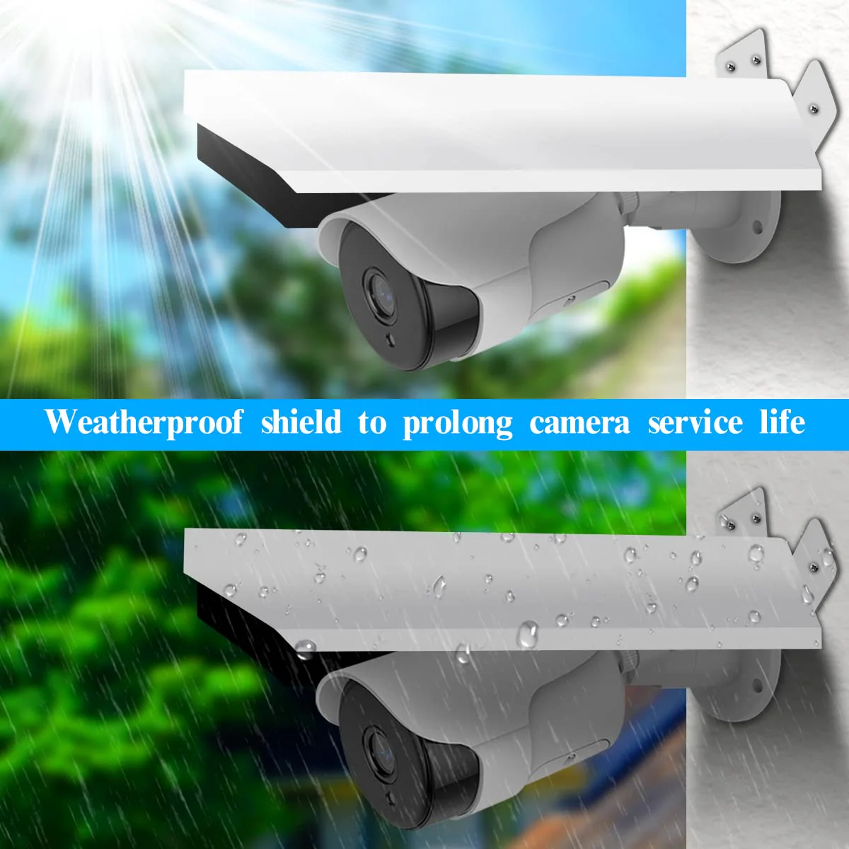 Universal Security Camera Cover Sun Rain Shield, Waterproof Protective Roof for Surveillance Camera, Outdoor Camera Shade Covers for Dome, Bullet Cameras(White Aluminium) - Image 2