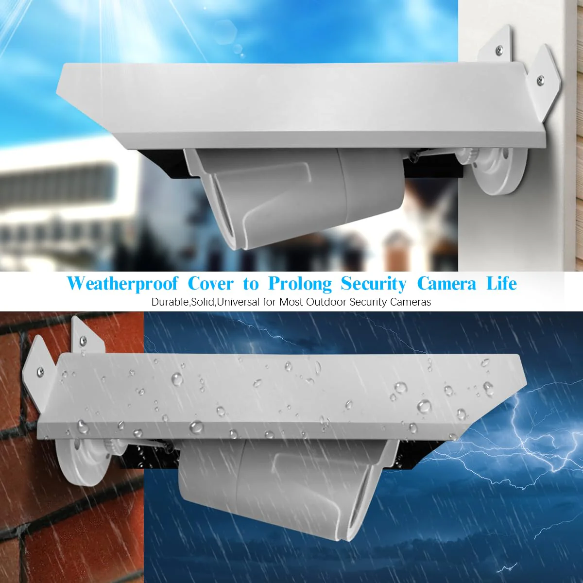 Universal Security Camera Cover Sun Rain Shield, Waterproof Protective Roof for Surveillance Camera, Outdoor Camera Shade Covers for Dome, Bullet Cameras(White Aluminium) - Image 4