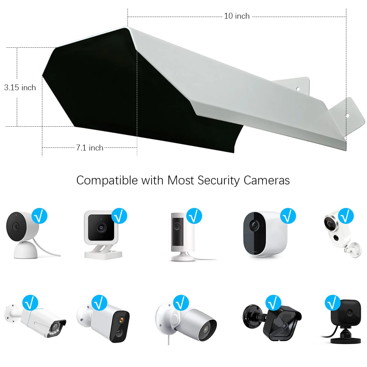 Universal Security Camera Cover Sun Rain Shield, Waterproof Protective Roof for Surveillance Camera, Outdoor Camera Shade Covers for Dome, Bullet Cameras(White Aluminium) - Image 5