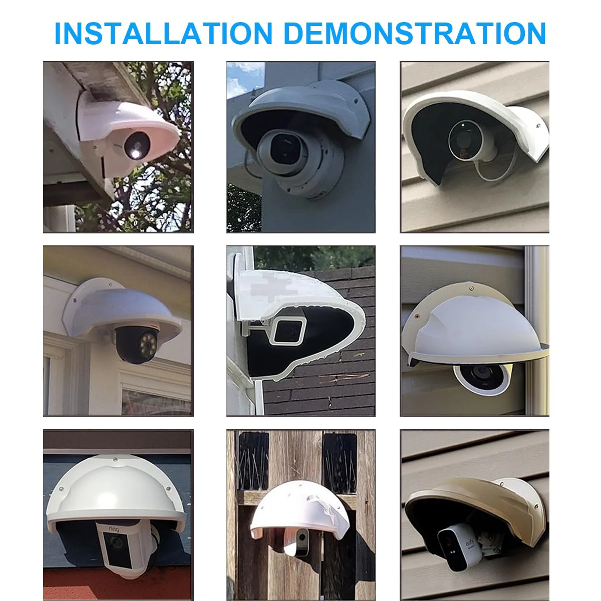 Universal Security Camera Sun Rain Cover Shield - Length 11.4", Width 8.0", Height 6.2" - Weatherproof Protective Roof for Dome/Bullet Outdoor Cameras (White, 2Pack) White-2Pcs - Image 5