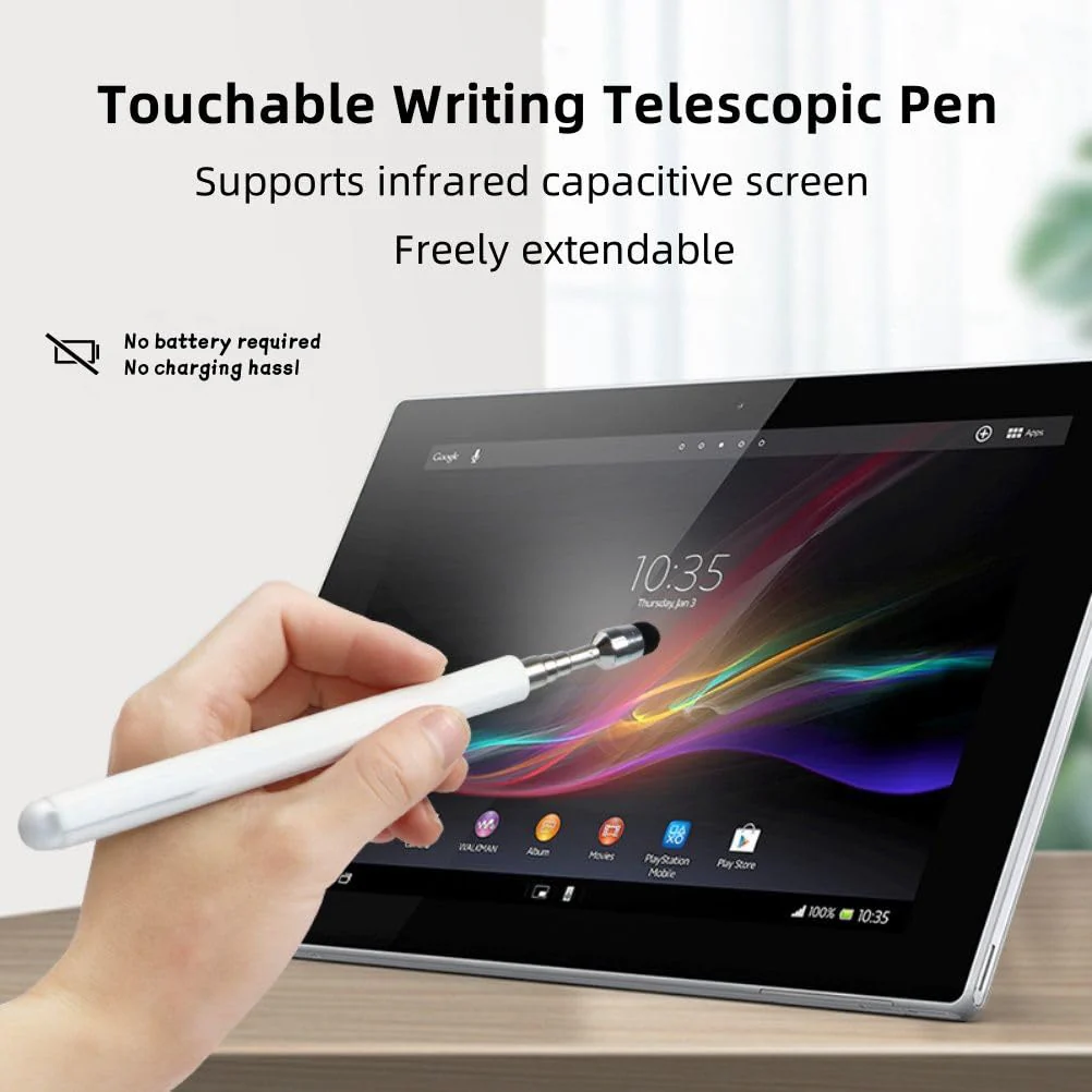 Universal Telescopic Stylus Pen for Touch Screens,Retractable Pointer Stick & Stylus with Special Flocking Tip,Extendable High Precision & Soft, Stylus Pen for Touch Screens (Blue) Blue - Image 2