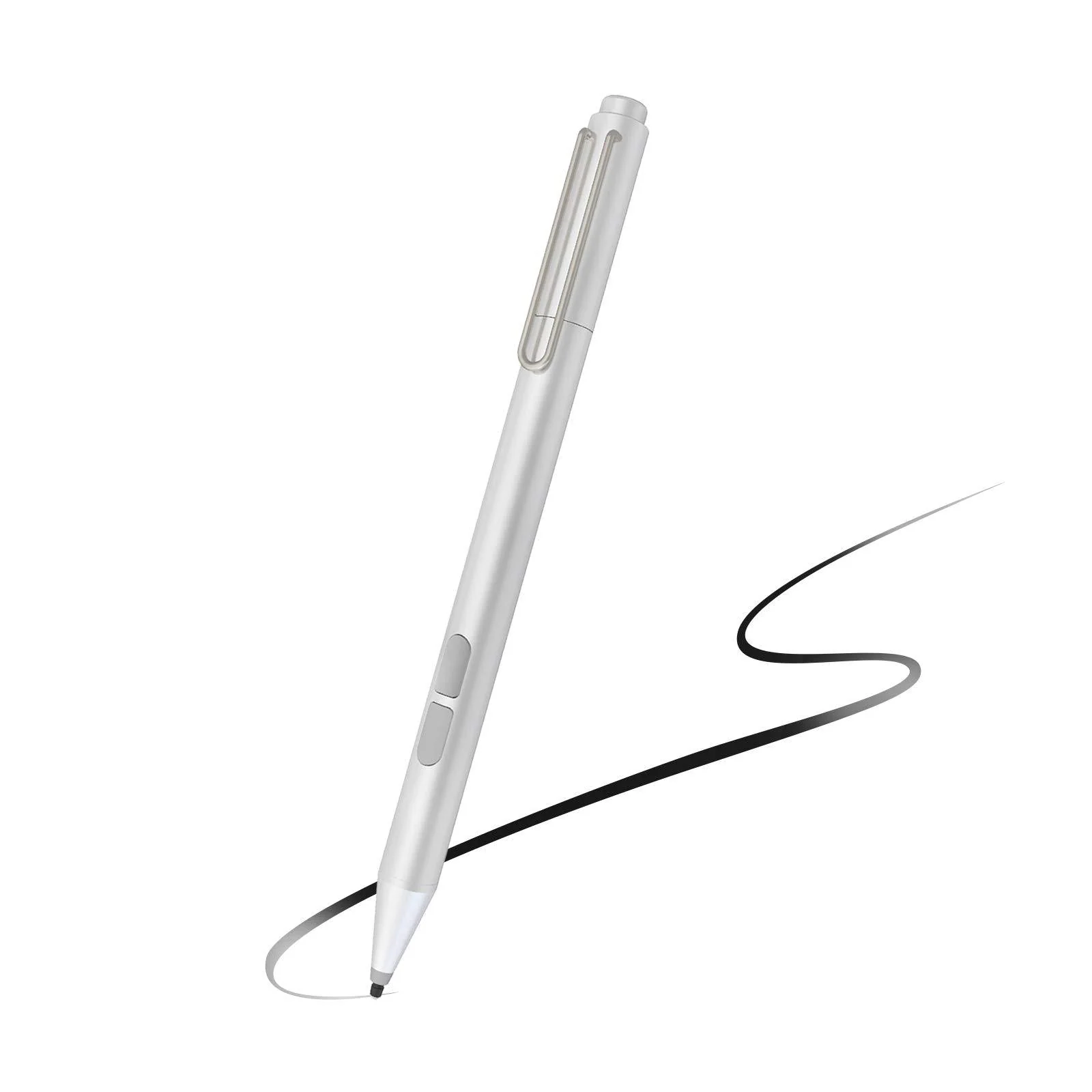 Uogic Pen for Microsoft Surface, Palm Rejection, 1024 Levels Pressure, Flex & Soft HB Nib, for Surface Pro/Go/Laptop/Book/Studio, Including 2 Spare Nibs & AAAA Battery Silver