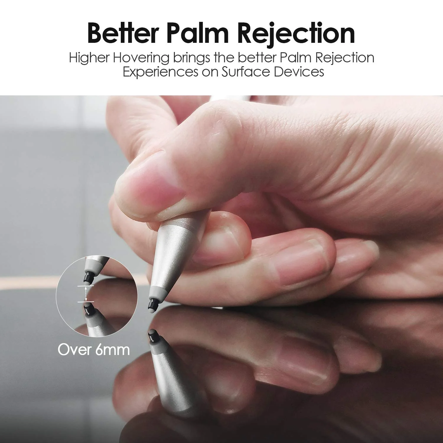 Uogic Pen for Microsoft Surface, Palm Rejection, 1024 Levels Pressure, Flex & Soft HB Nib, for Surface Pro/Go/Laptop/Book/Studio, Including 2 Spare Nibs & AAAA Battery Silver - Image 3
