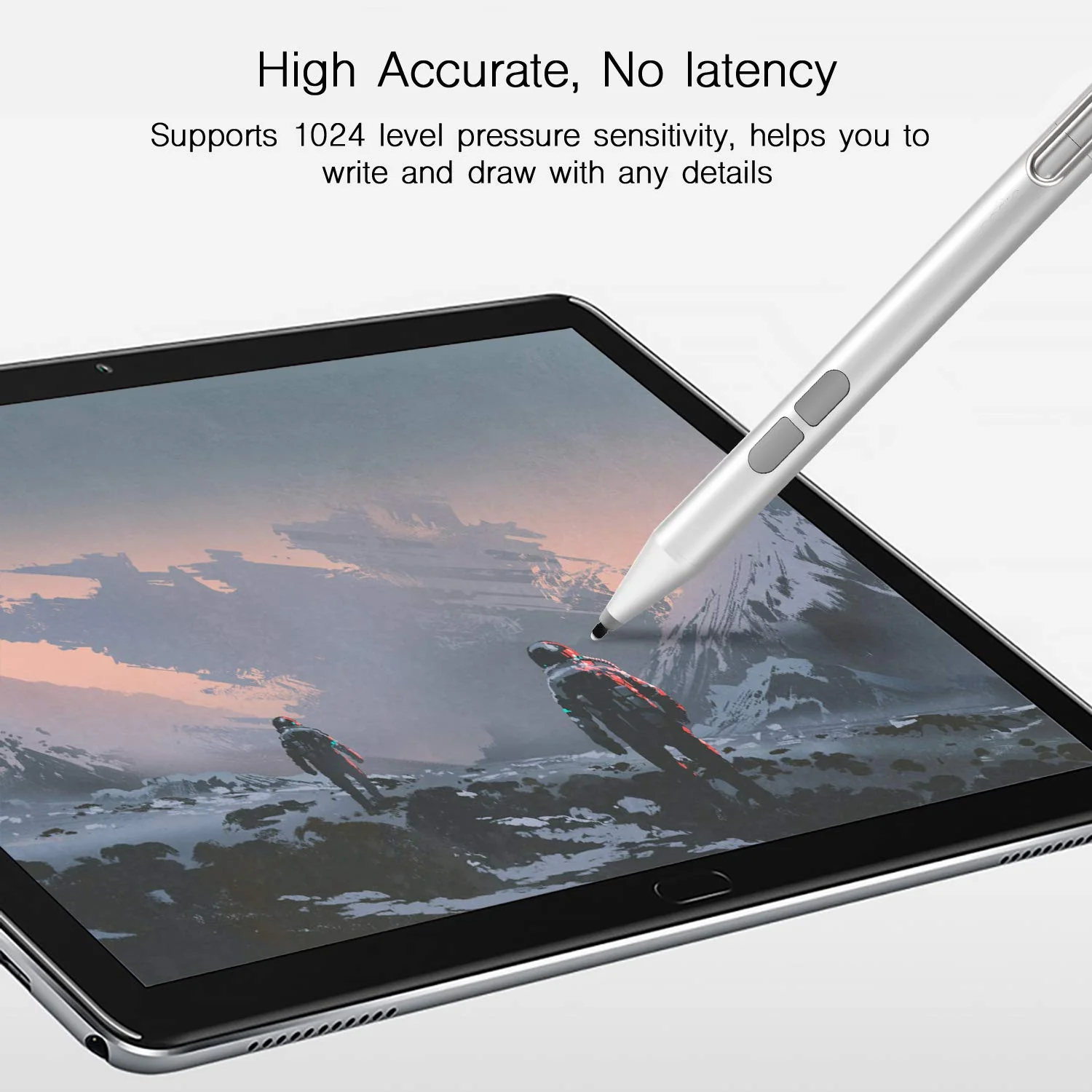 Uogic Pen for Microsoft Surface, Palm Rejection, 1024 Levels Pressure, Flex & Soft HB Nib, for Surface Pro/Go/Laptop/Book/Studio, Including 2 Spare Nibs & AAAA Battery Silver - Image 6