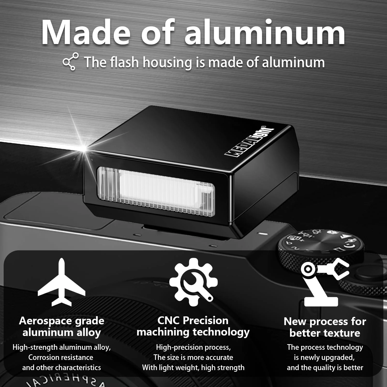 Upgrade Aluminum F1s Mini Camera Flash for Ricoh GR3/GR3X/Fuji/Sony/Nikon/Canon/Olympus/Digital Film Cameras,Portable Hot Shoe Camera Flash Speedlite for DSLR Camera(Black). Black - Image 2