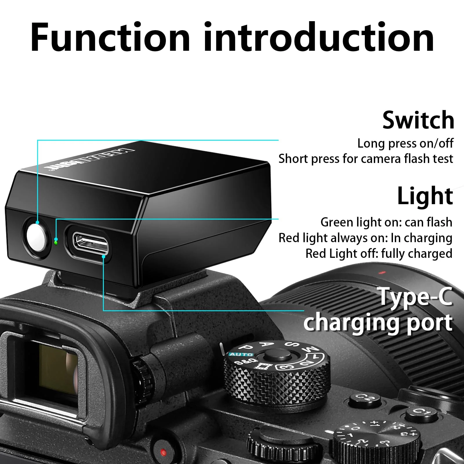 Upgrade Aluminum F1s Mini Camera Flash for Ricoh GR3/GR3X/Fuji/Sony/Nikon/Canon/Olympus/Digital Film Cameras,Portable Hot Shoe Camera Flash Speedlite for DSLR Camera(Black). Black - Image 3