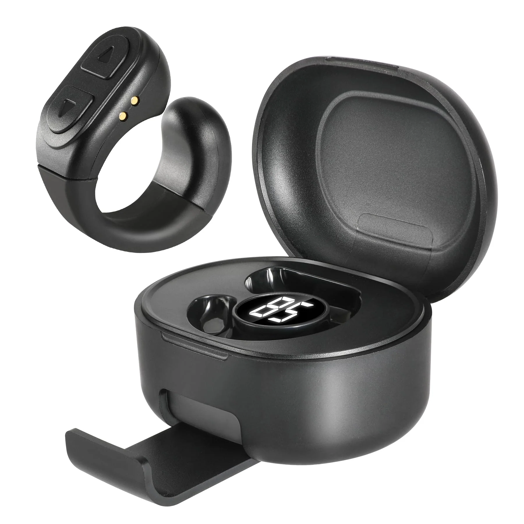 Upgrade Scrolling Ring, Remote Control for TikTok, Bluetooth Ring Scroller with Stand, Bluetooth Camera Remote Compatible with iPhone, iPad, iOS Android Cell Phone-Black Black