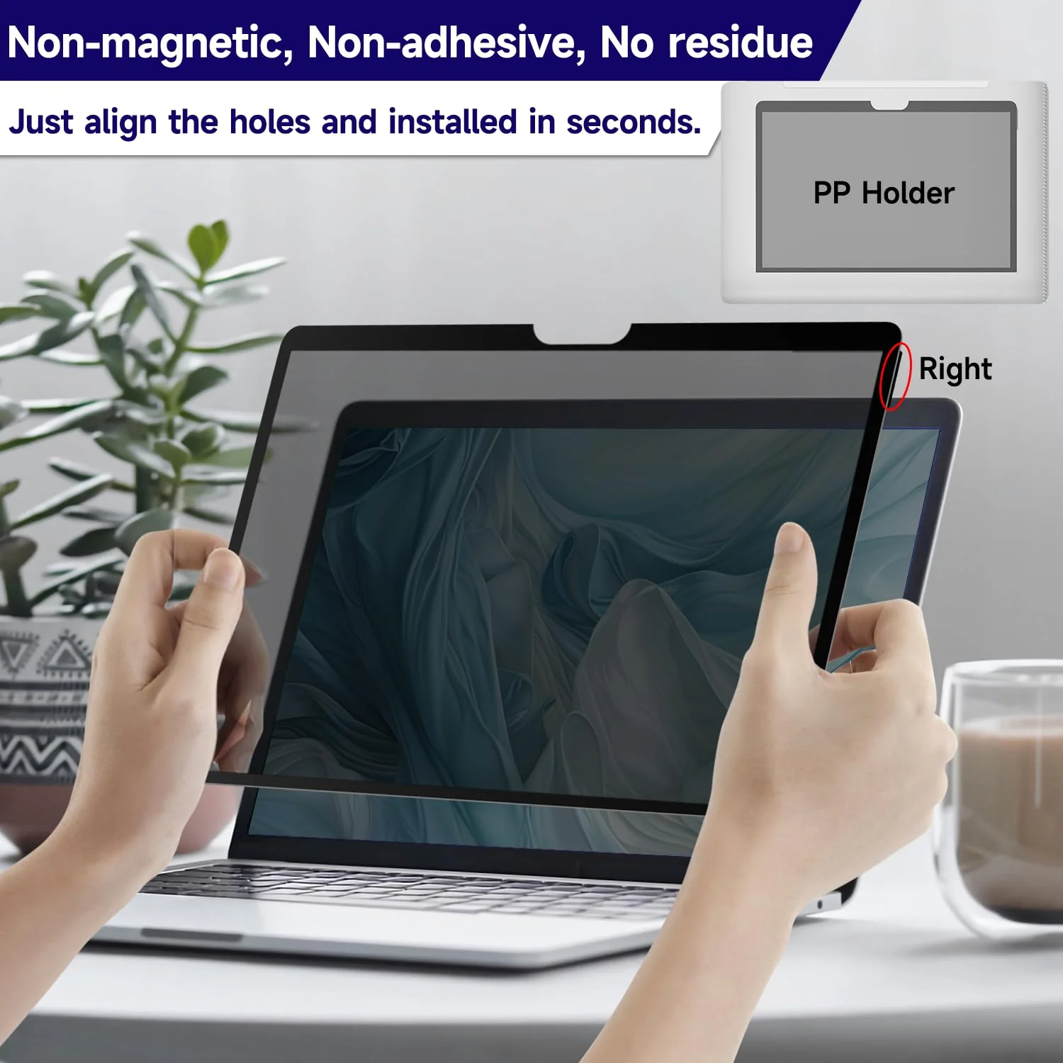 Upgraded Privacy Screen Filter Compatible with MacBook Pro 13 Inch (2016-2022, M1, M2)/MacBook Air 13'' (2018-2021, M1), Removable Anti Blue Light Laptop Privacy Screen, No Magnetic No Glue - Image 3