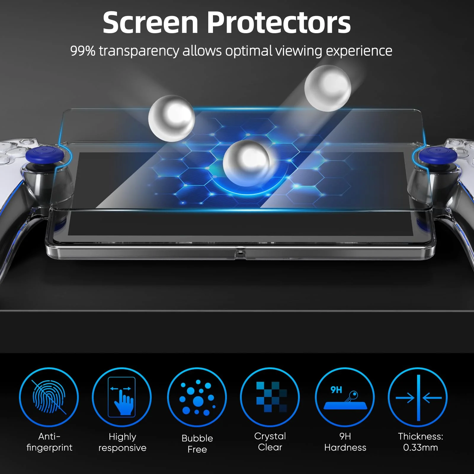 [Upgraded Protective Case+Screen Protector] for PlayStation Portal with Joysticks Cover Skin, Ultra Clear Hard PC Cover Case with Full Protection and Non-Slip Thumb Grips Accessories Kit for PS Portal - Image 5
