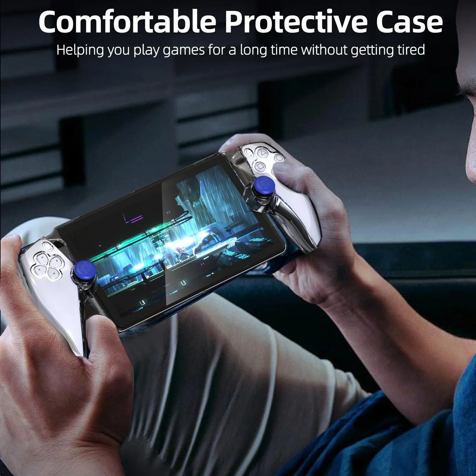[Upgraded Protective Case+Screen Protector] for PlayStation Portal with Joysticks Cover Skin, Ultra Clear Hard PC Cover Case with Full Protection and Non-Slip Thumb Grips Accessories Kit for PS Portal - Image 7