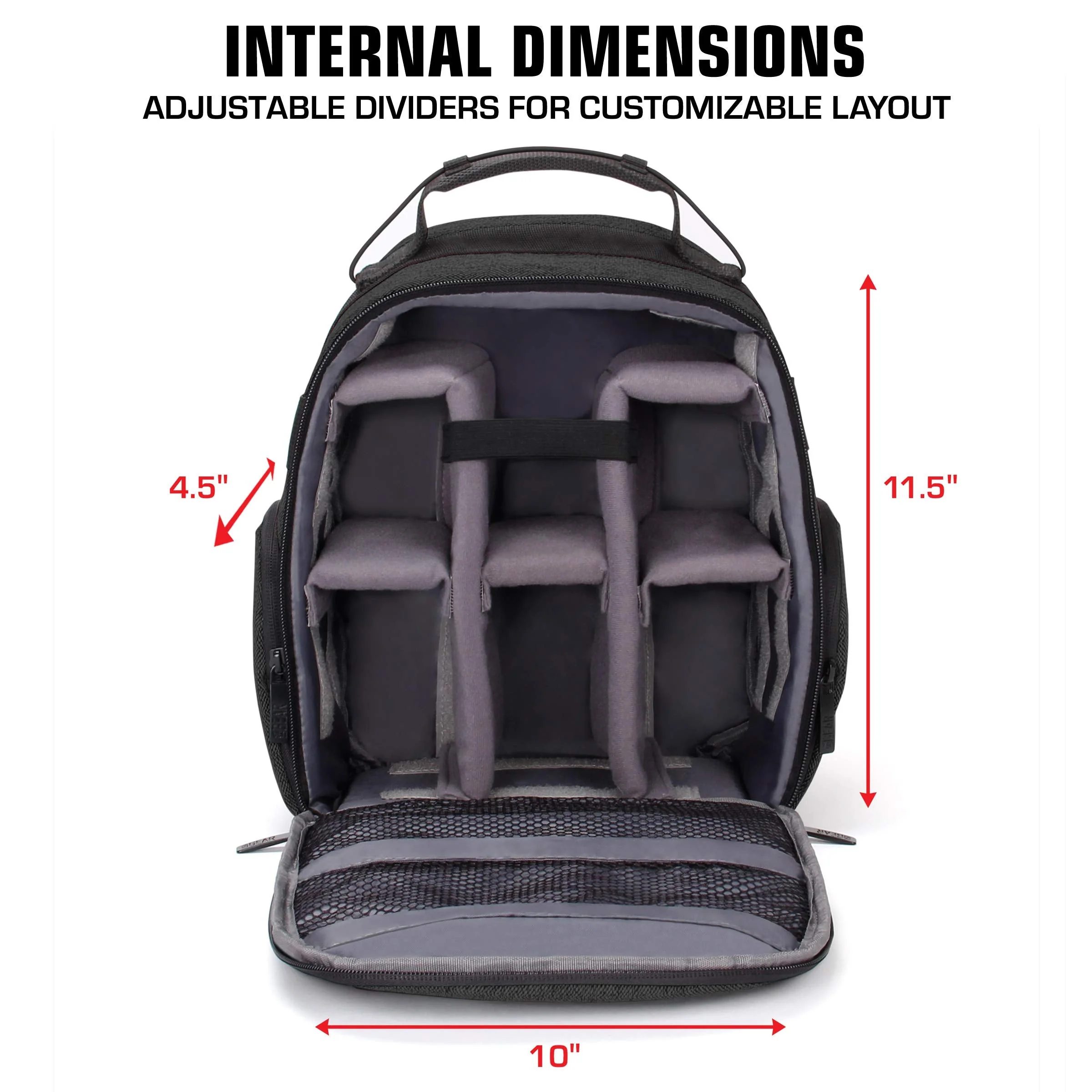 USA Gear Audio Equipment Backpack - Wireless Mic Case Compatible with Shure, Sennheiser, Audio-Technica, Rode VideoMic & more - Wireless Microphone Bag Backpack for Recording Microphones (Black) Black - Image 2