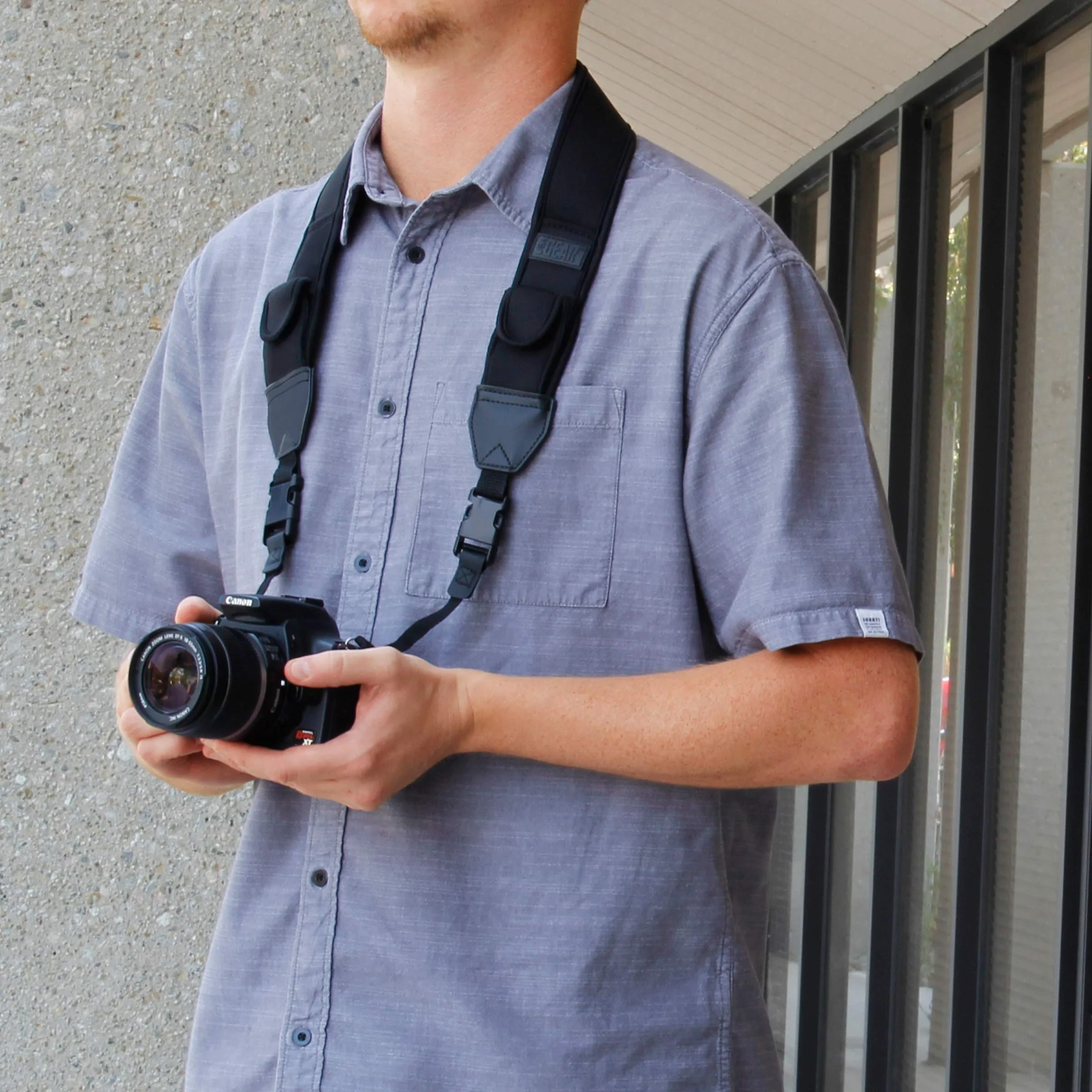 USA Gear TrueSHOT Neck Strap Neoprene Camera Straps - Padded Camera Strap, Pockets, and Quick Release Buckles - Compatible with Canon, Nikon, Sony and More DSLR and Mirrorless Cameras (Black) One Size Black - Image 6