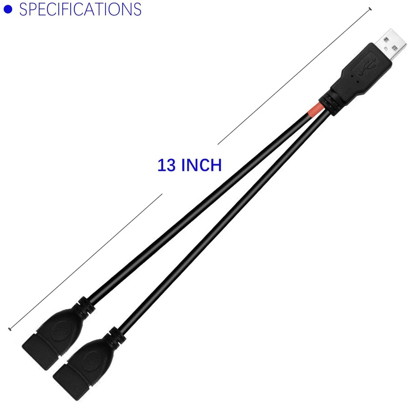 USB 2.0 A Male to 2 Dual USB Female Jack Y Splitter Hub Power Cord Extension Adapter Cable - Image 7
