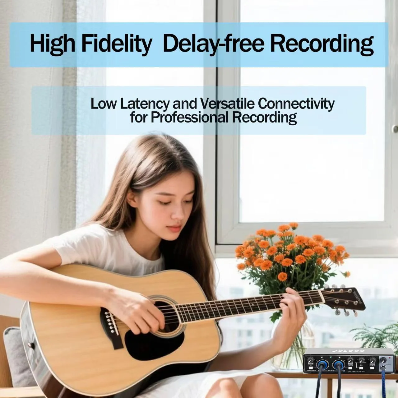 USB Audio Interface, 24-Bit/192kHz Plug & Play Sound Card for Recording – XLR/Line In, Headphone Out, Low Latency, Compatible with PC, Mac, Smartphone - Image 3