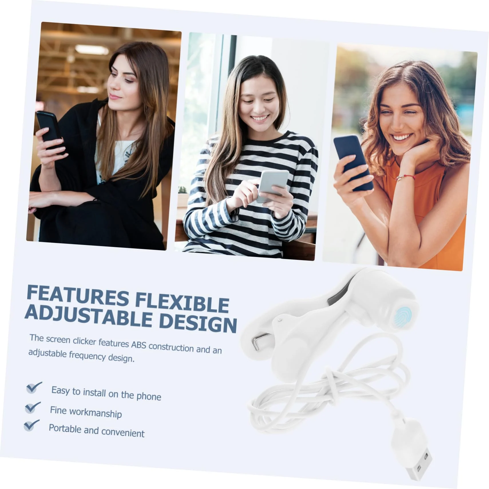 USB Auto Phone Clicker Broadcasting Studio Streaming Broadcasts Reward Tasks 5X2CM White - Image 5