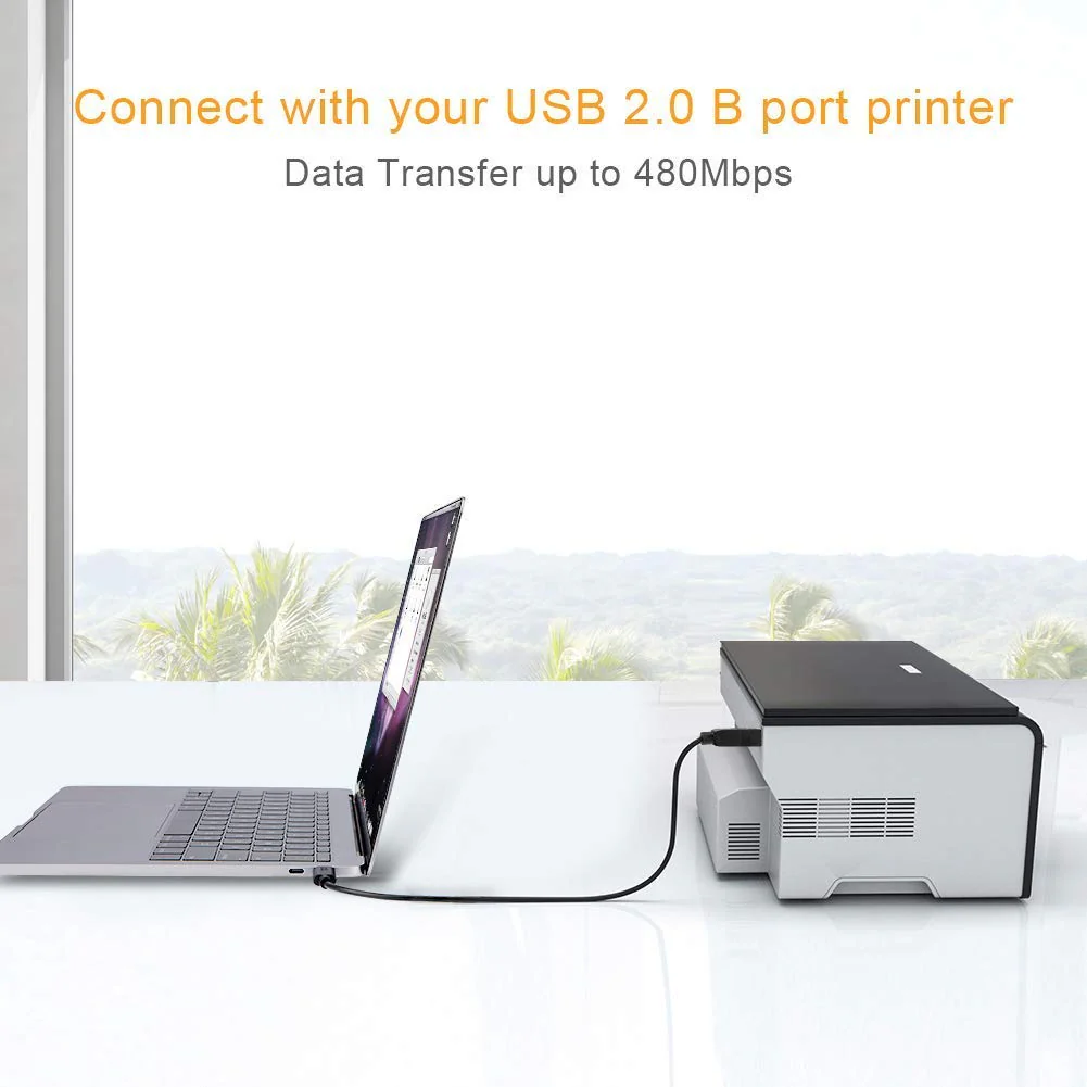 USB B to USB C Printer Cable 6.6 FT, CableCreation USB C to USB B Printer Cable for MacBook Pro, Air, USB C MIDI Cable for Yamaha Casio Digital Piano MIDI Controller DJ Controller, 2M Black 6.6FT - Image 3