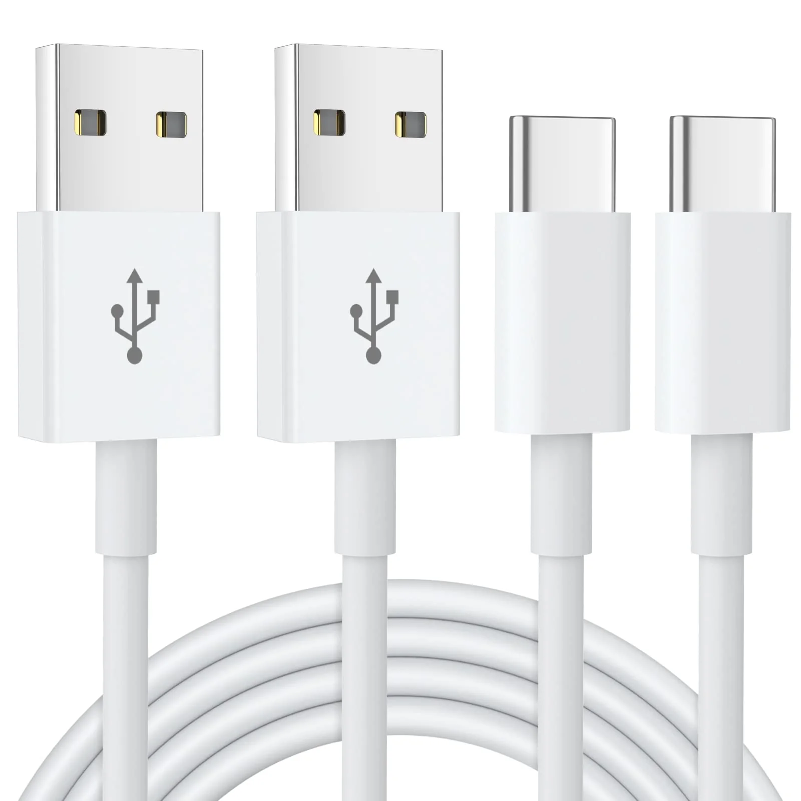 USB C Cable [2 Pieces 1 m], USB Type C Charging Cable Quick Charge for Samsung Galaxy S24 S23 S22 S21 S20 S10 S9 Note 10 9 8, iPhone 15 Pro, Google Pixel, Hawei, Xiaomi, OnePlus, Sony Xperia 2P1M White
