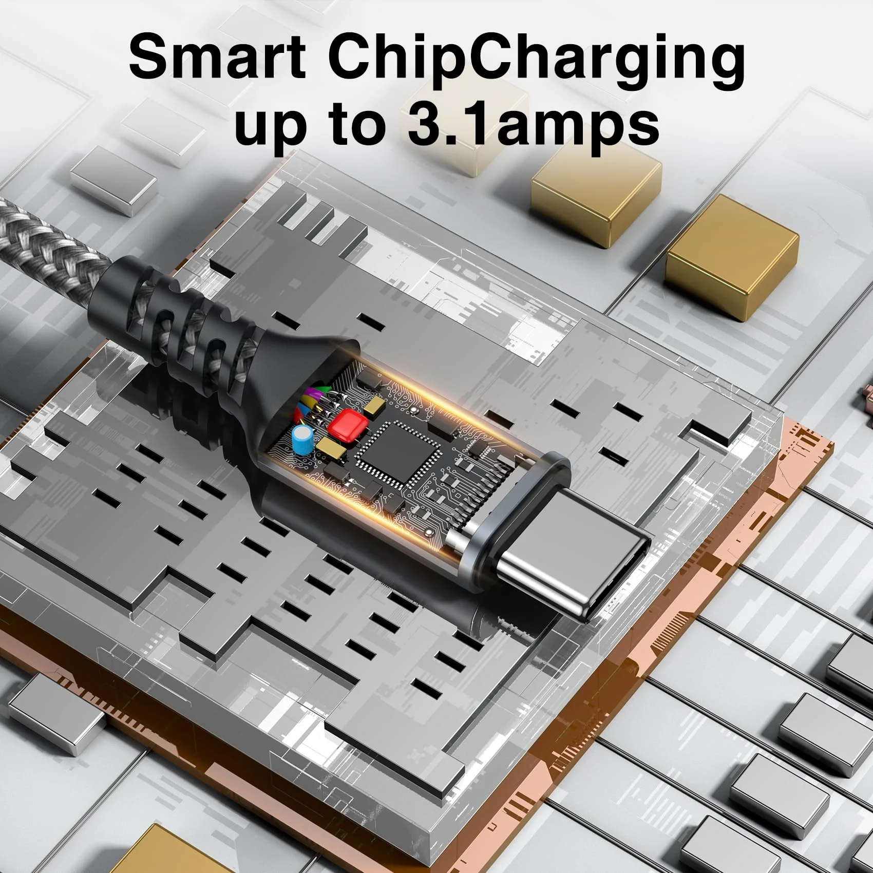 USB C Cable, [3 Pieces 2 M] Charging Cable USB C Fast Charge Fast Charging Cable Type C Charging Cable for Samsung Galaxy S22 S21 S20 S10 S9 S8 Plus, Note 10 9 8, A71 A53 A33 A20 etc 2 m + 2 m + 2 m - Image 2