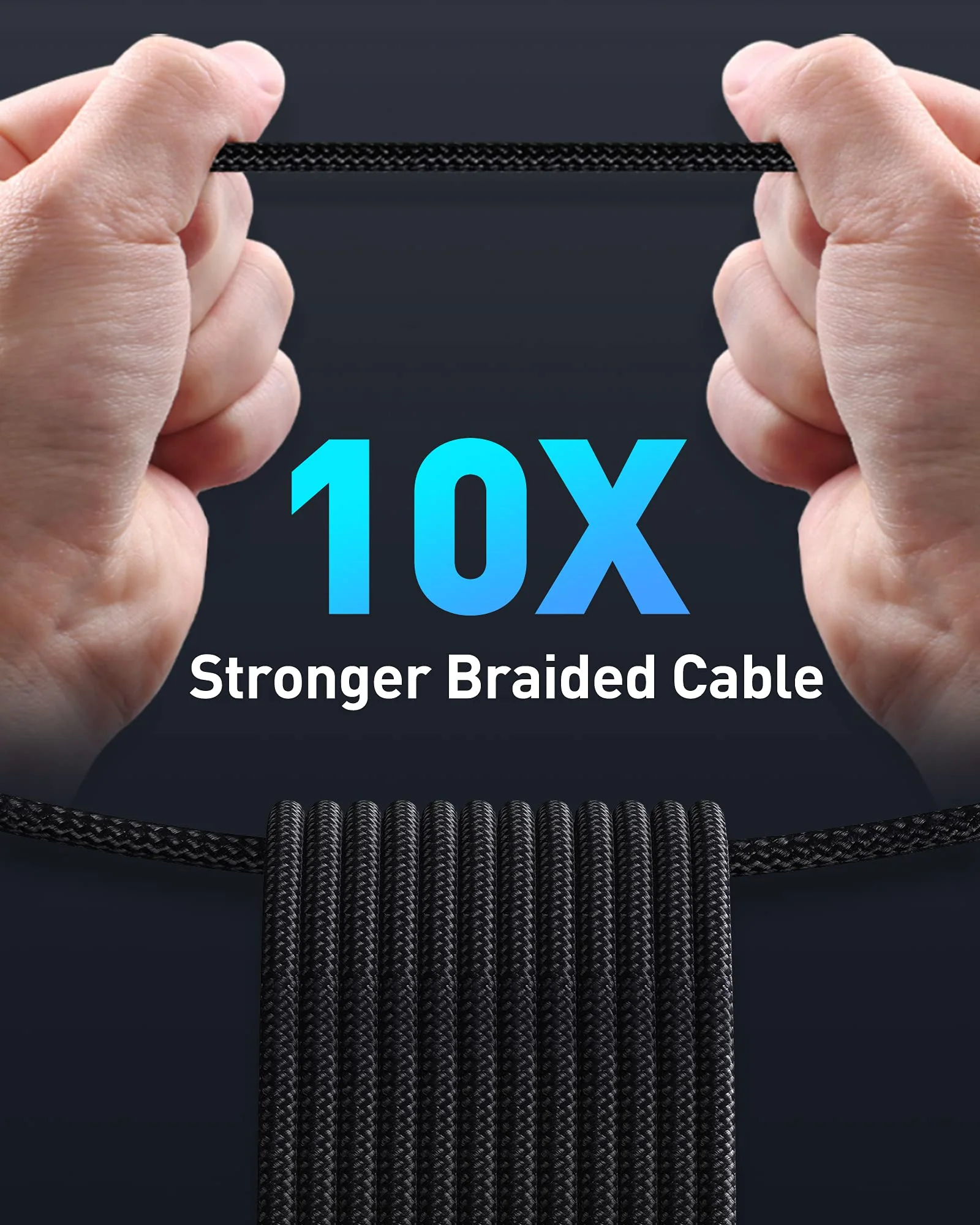 USB C Cable, Baseus 100W PD 5A QC 4.0 Fast Charging USB C to USB C Cable, Zinc Alloy Nylon Braided USB Type C Charger Cable for iPhone 15/Pro/Plus/Pro Max, MacBook, iPad Pro/Air/Mini, Samsung S23/S22+ 3.3ft Black - Image 7