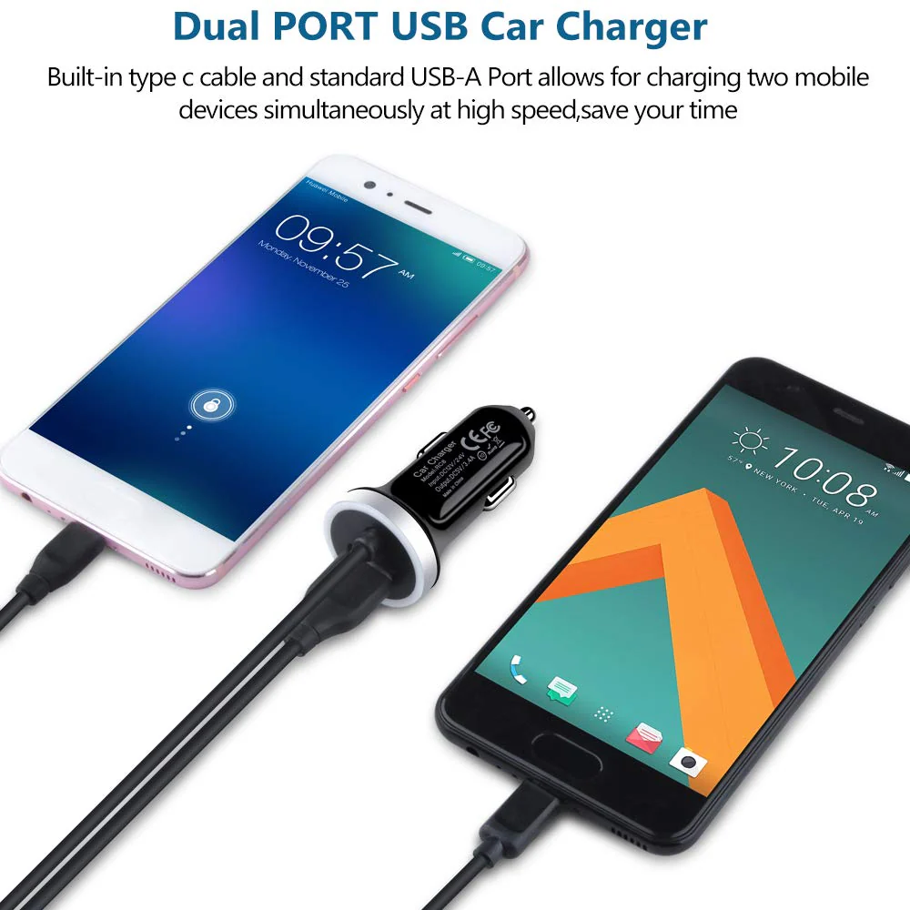 USB C Car Charger, 3.4A Fast Charging Car Adapter+3ft Type C Cable for Samsung Galaxy S21 S20 S10 Note 20 10 A10E A20 A50 A51 A01 A71 A11, LG Stylo 6/5/4 G8 G7 V60 ThinQ Moto G8 G7 Google Pixel 4 3a - Image 4