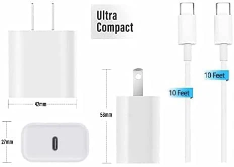 USB C iPad Fast Charger for iPad 10th,iPad Pro 12.9/11 in 2022/2021/2020/2018,iPad Air 4th/5th Gen,iPad Mini 6th Generation,iPad Wall Fast Charger Block with Extra Long 10FT USB C to C Cable - Image 6