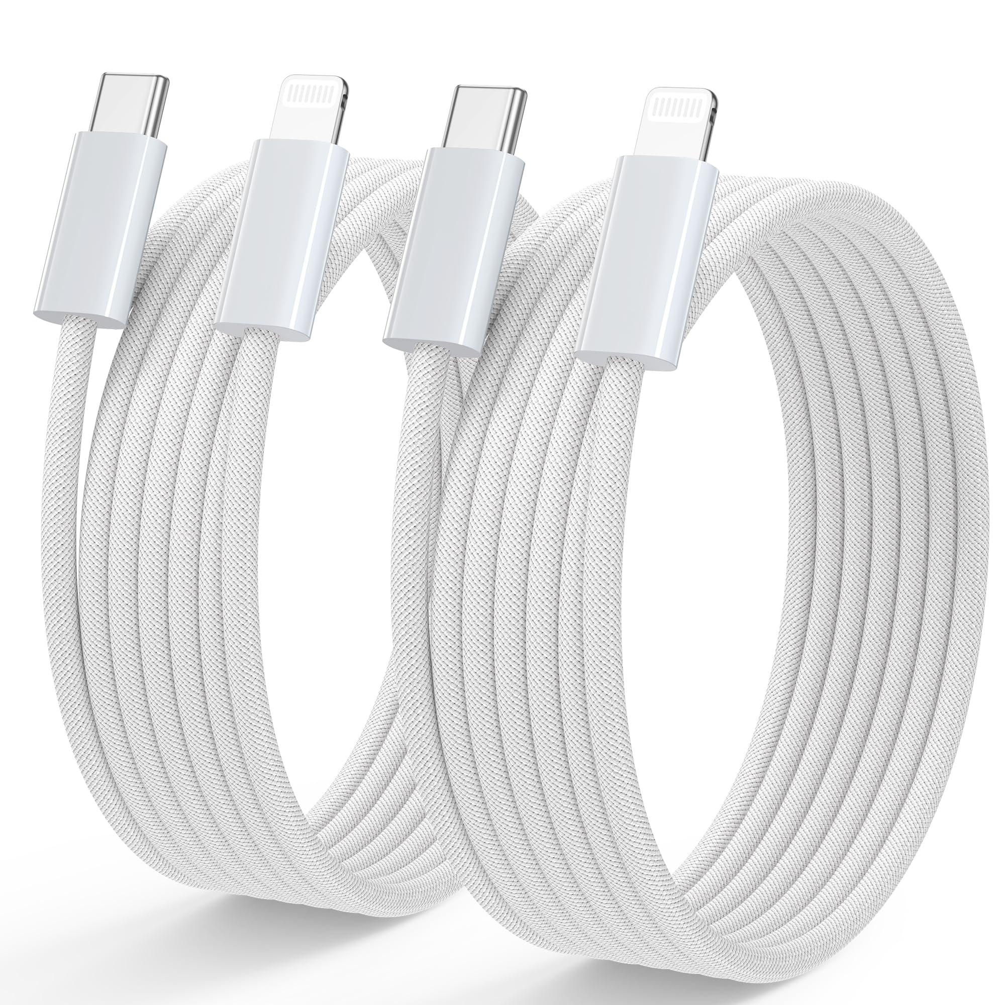 USB C Lightning Cable 1 m Pack of 2, [Apple MFi Certified] Power Delivery iPhone Charging Cable USB C for iPhone 14 13 12 11 Pro/Pro Max X/XS/XR/8 Plus 1 m + 1 m White