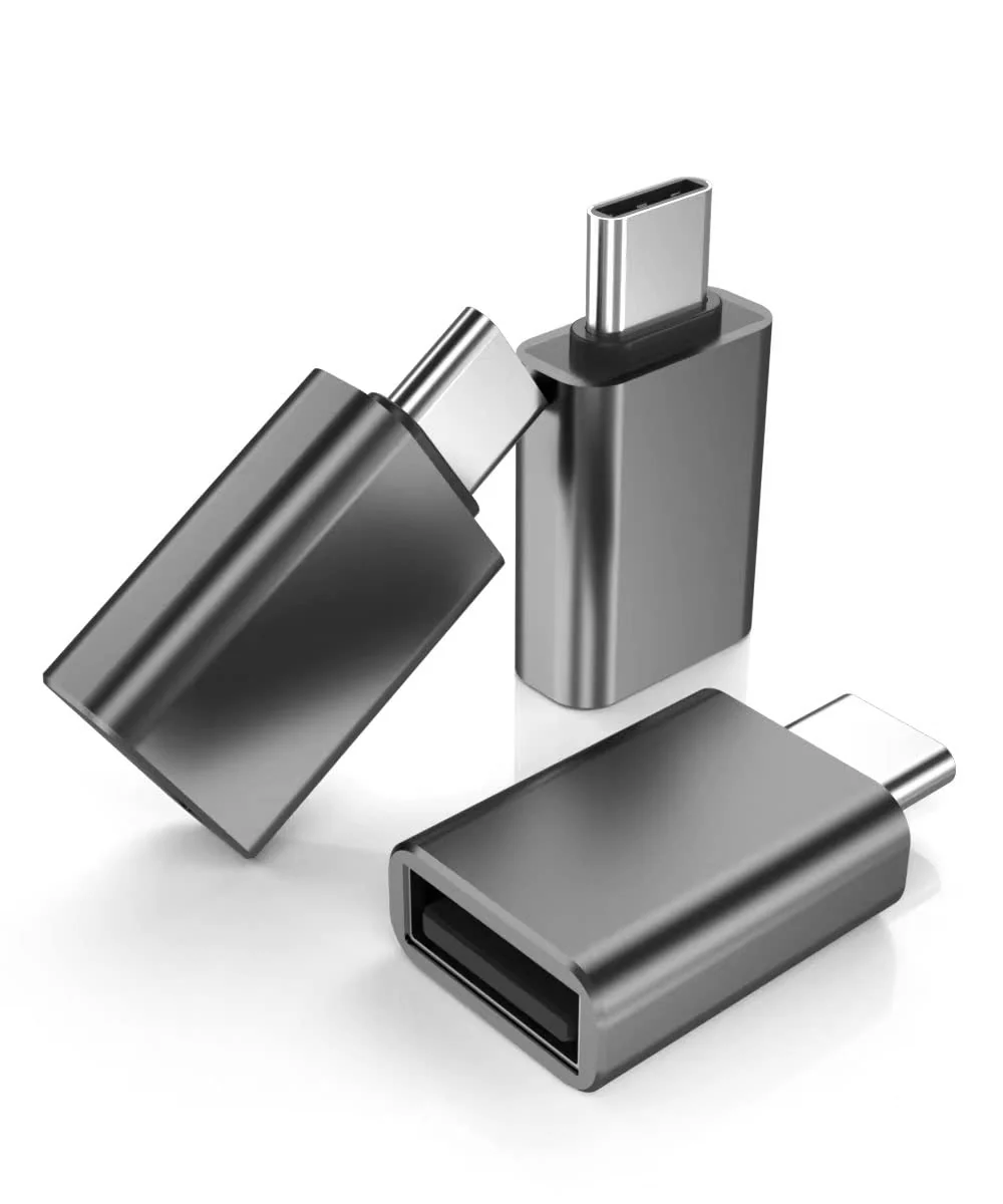 USB C Male to USB 3.0 Female Adapter 3-Pack,Thunderbolt 3 Type C OTG Drive Converter for MacBook Pro 2022,iPad Mini 6 Air 4 5 Generation,Surface Go,Microsoft Galaxy S23 23 S21 S22 Plus Ultra Gray