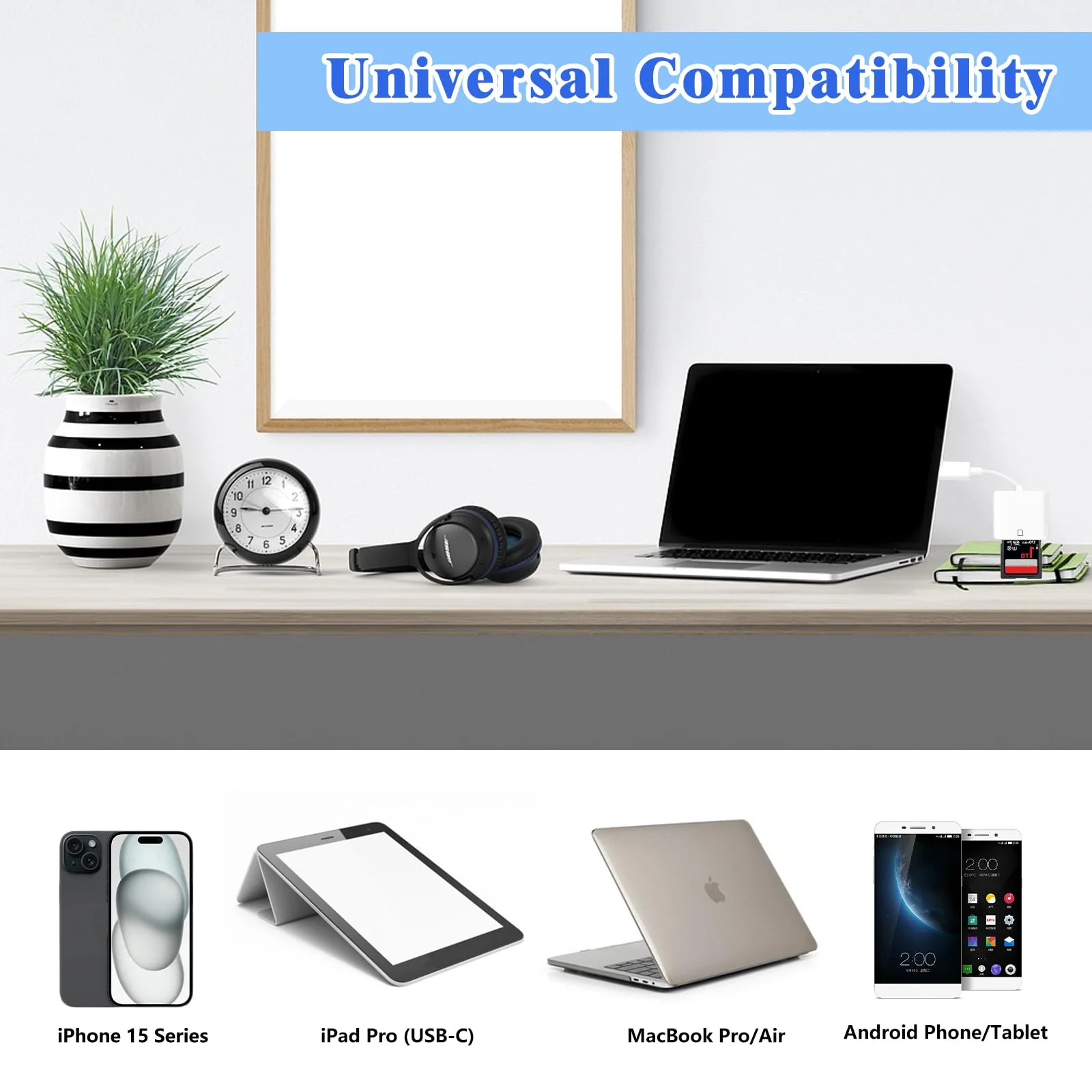 USB C SD Card Reader, USB 3.0 High Speed to SD Card Adapter for iPhone 15 Pro Max, Type C Camera Adapter Trail Viewer for iPhone 15/ iPad MacBook/Air iMac/Samsung Galaxy Android - Image 6