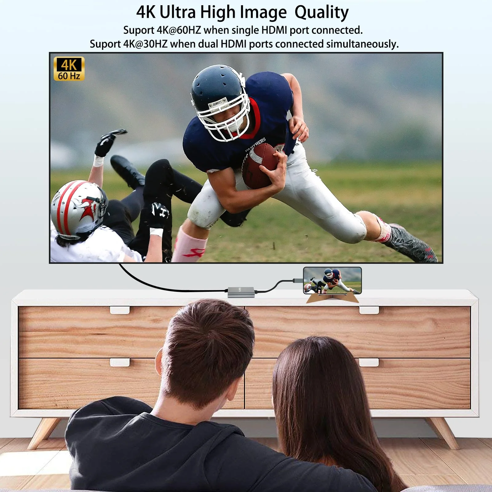 USB C to Dual HDMI Adapter 4K@60hz,USB C Dual Monitor Adapter with USB 3.0, 100W PD, Type C to Dual HDMI Splitter Extend Display for Chromebook, MacBook, Laptop, HP... 4-in-1 USB C to Dual HDMI - Image 4