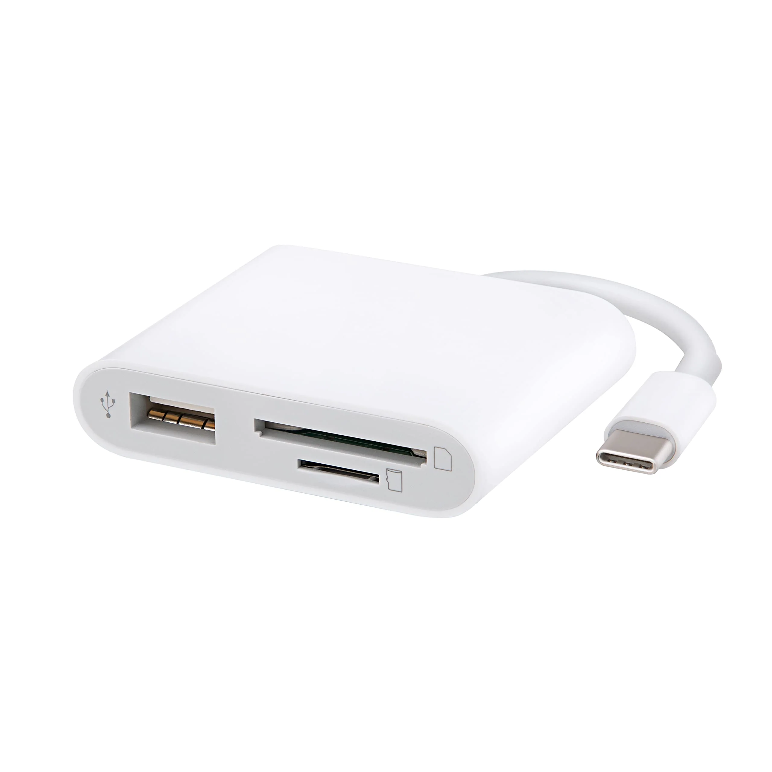 USB C to SD Card Reader with USB 3.0 Thunderbolt to Micro SD TF Card Reader 3 in 1 USB-C to USB Camera Memory Card Reader Adapter for iPad Pro MacBook Pro/Air iMac M1 XPS13/15 (White)