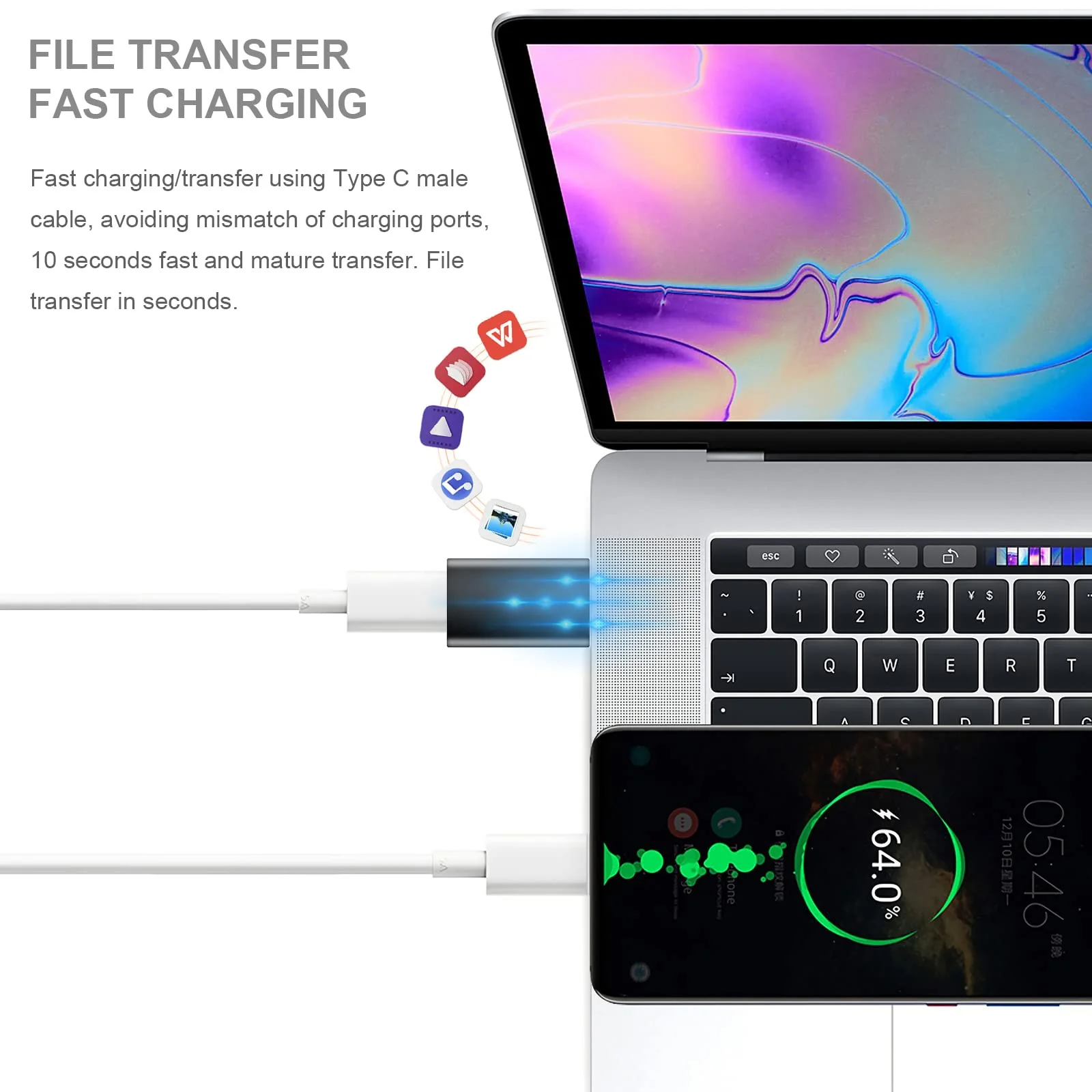 USB C to USB Adapter 4-Pack, [2 Type C Female to A Male Charger Converters] & [2 USB C Male to USB Female], for Apple Watch Ultra 8 9, iPhone 15 Pro Max 14 13 12, AirPods Gray - Image 3