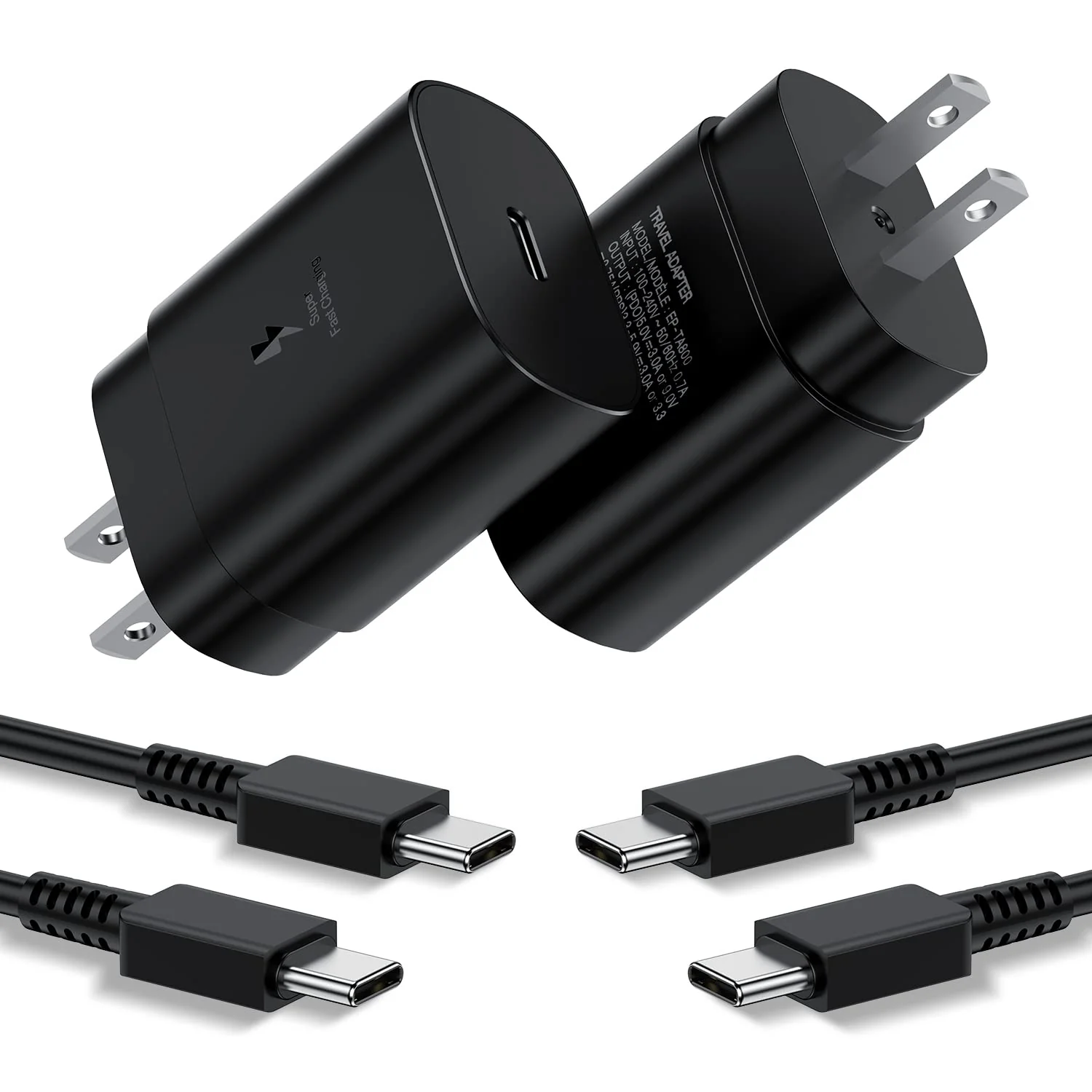 USB C Wall Charger, 2 Pack 25W PD Type C Charger Super Fast Charging Block & 6ft USBC Android Phone Charger Cable for Samsung Galaxy S21 / Ultra/Plus S20 / Ultra S10 S9 S8 S10e / Google Pixel 6 Pro