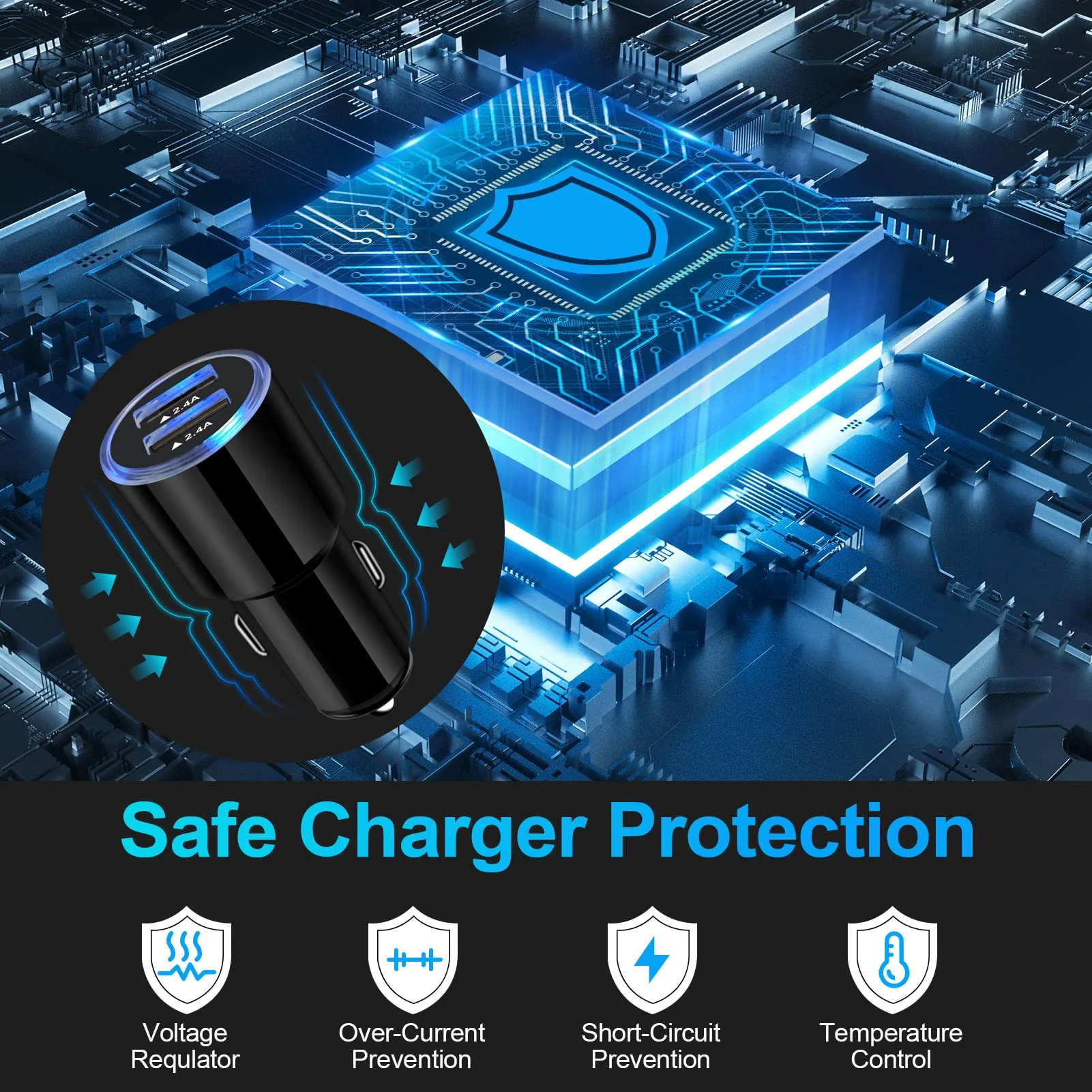 USB Car Charger, 2Pack 4.8A Fast Charging Dual Port USB Cigarette Lighter Adapter for iPhone 15 14 13 12 11 Pro Max SE XR X 8 7 6, iPad, Samsung Galaxy S23 S22 S21 S20 S10 S9 S8 S7 A51,Android,Kindle - Image 4