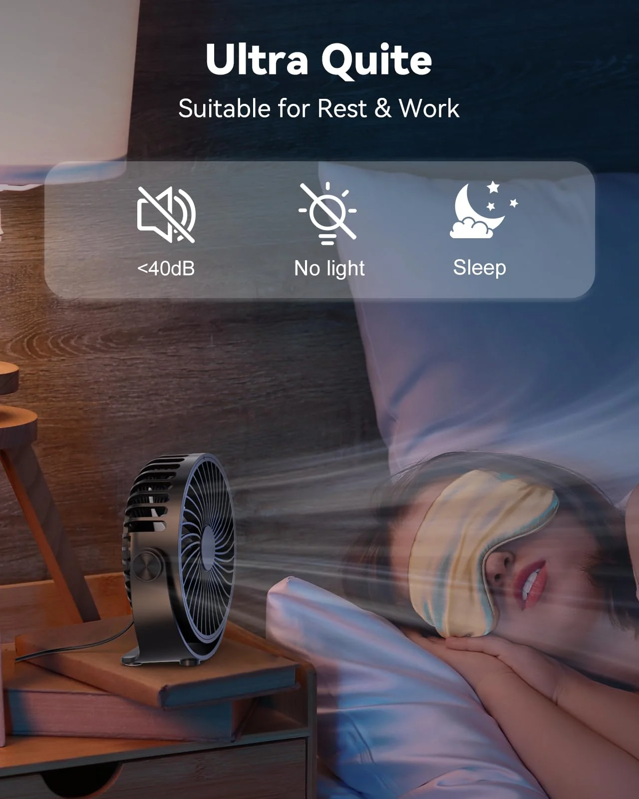 USB Desk Fan, 5 Inch Mini Portable Fan, 3 Speeds Strong Airflow Personal Desktop Fan, Detachable Cooling Fan 360° Rotation Quiet Small Fan for Desk Home Office Travel Car, Black, 5ft Cable - Image 5