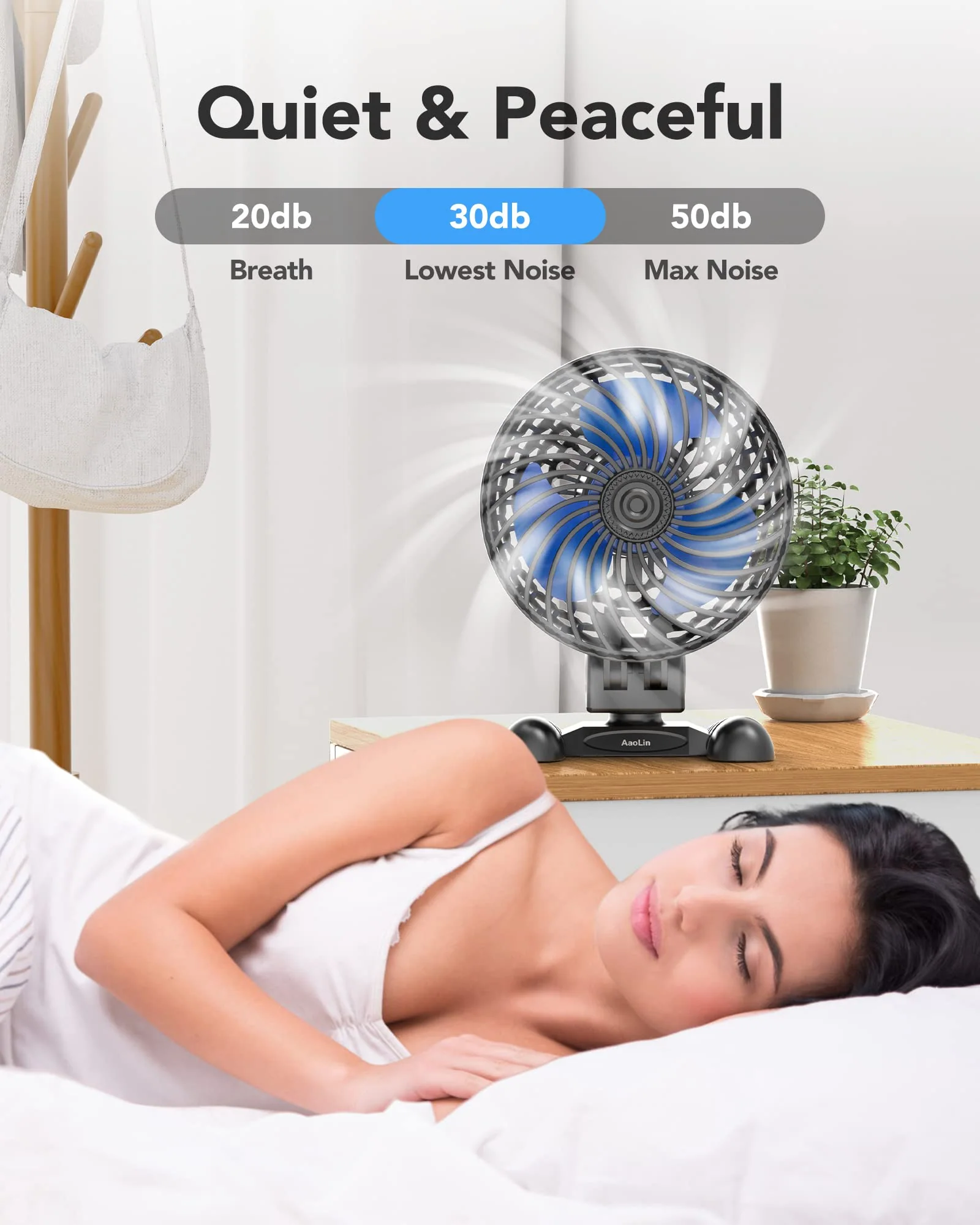 USB Desktop Small Fan, Stepless Speed Adjustment with Multiple Speed Levels, Portable Plug-in Personal Mini Fan,Quiet Powerful Airflow,Suitable for Office Home Dormitory Bedroom, 4.9 Feet Long Cable Black - Image 3