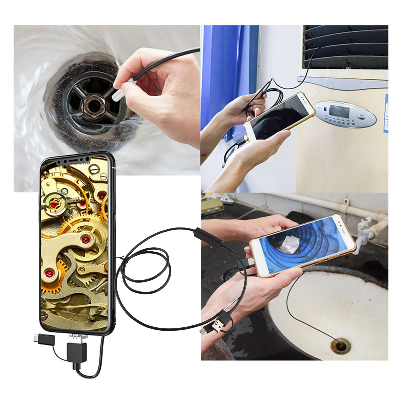 USB Endoscope Support 3 in 1 3.9mm Lens for Android Endoscope Inspection Snake Camera Waterproof (1 Meter Soft Wire) 1 Meter weicher Draht - Image 8