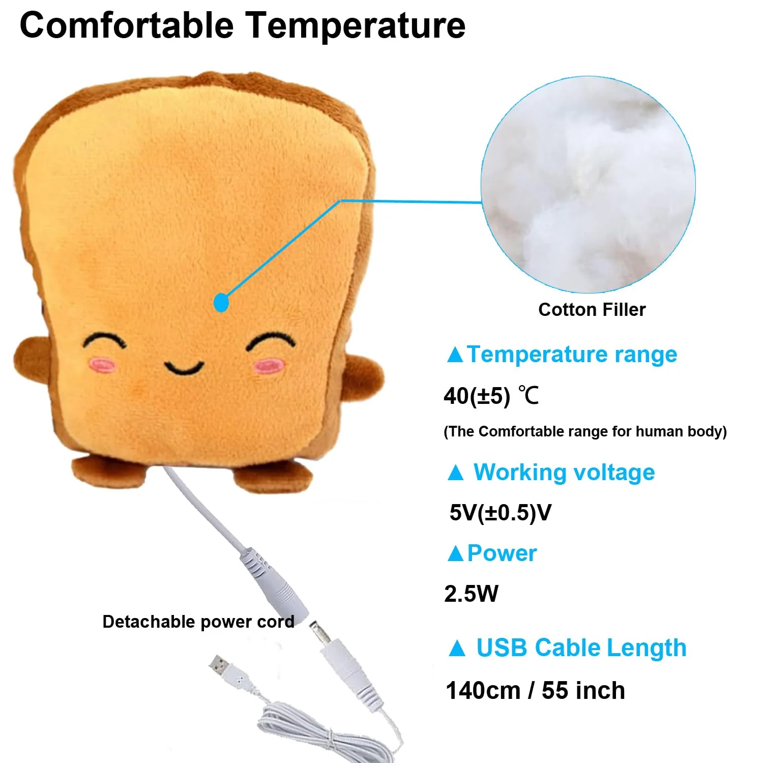 USB Hand Warmers Cute USB Heating Gloves Hand Warmers GlovesHalf Wearable Toast Laptop Fingerless 5V USB Powered Heated Gloves Gift Winter Fashion Gloves for Women and Children - Image 2