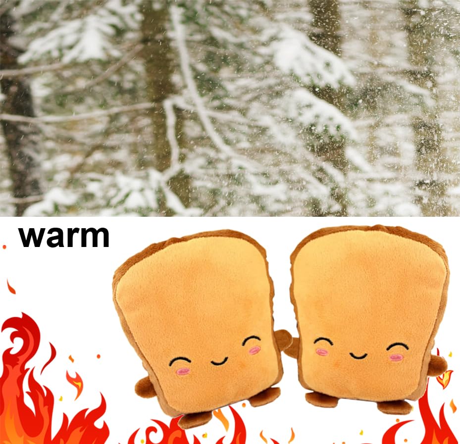 USB Hand Warmers Cute USB Heating Gloves Hand Warmers GlovesHalf Wearable Toast Laptop Fingerless 5V USB Powered Heated Gloves Gift Winter Fashion Gloves for Women and Children - Image 4