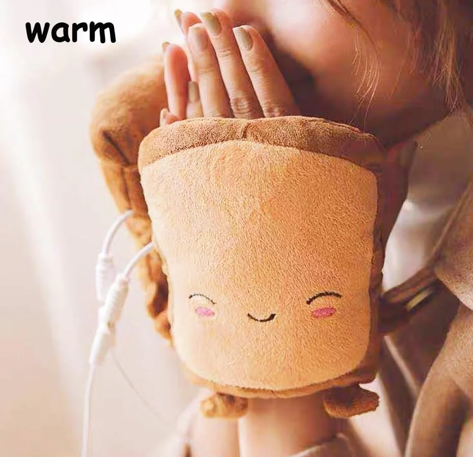 USB Hand Warmers Cute USB Heating Gloves Hand Warmers GlovesHalf Wearable Toast Laptop Fingerless 5V USB Powered Heated Gloves Gift Winter Fashion Gloves for Women and Children - Image 5