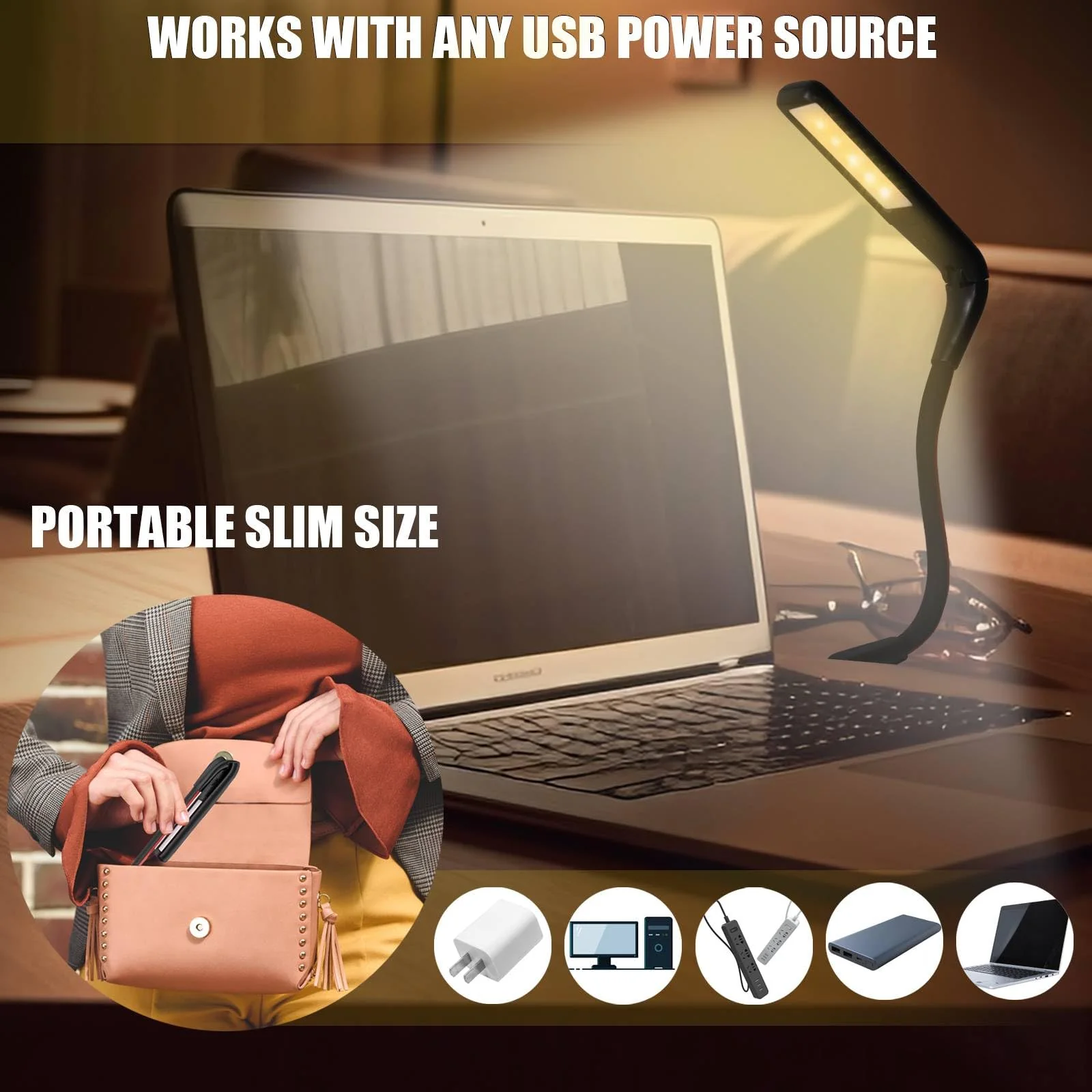 USB LED Light for Laptop Lamp, Brighter Gesture Sensing USB Lights 3 Color Temp Stepless Dimming Brightness USB Reading Lamp Eye-Care Flexible Portable Lights for laptop Keyboard Reading Camping - Image 5