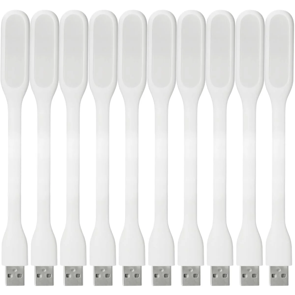 USB LED Light Lamp for Power Bank, Portable Eye Care Mini Night Light with Flexible Arm, USB Gooseneck Reading Lamps Book Light,Compatible for Desktop, Notebook Laptop (10-White) 10PCS-White