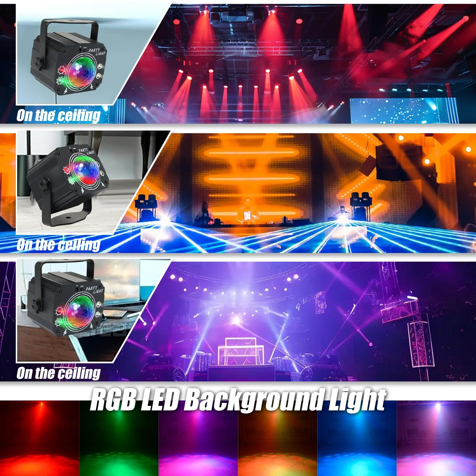 USB Powered 60-Patterns 240 Conbination Effects Stage Light Party Light Sound-Activated Disco Ball Laucnpty DJ Party Light Ideal for Christmas, Raves, Home Karaoke, Dance, Clubs, and Bar Parties - Image 3
