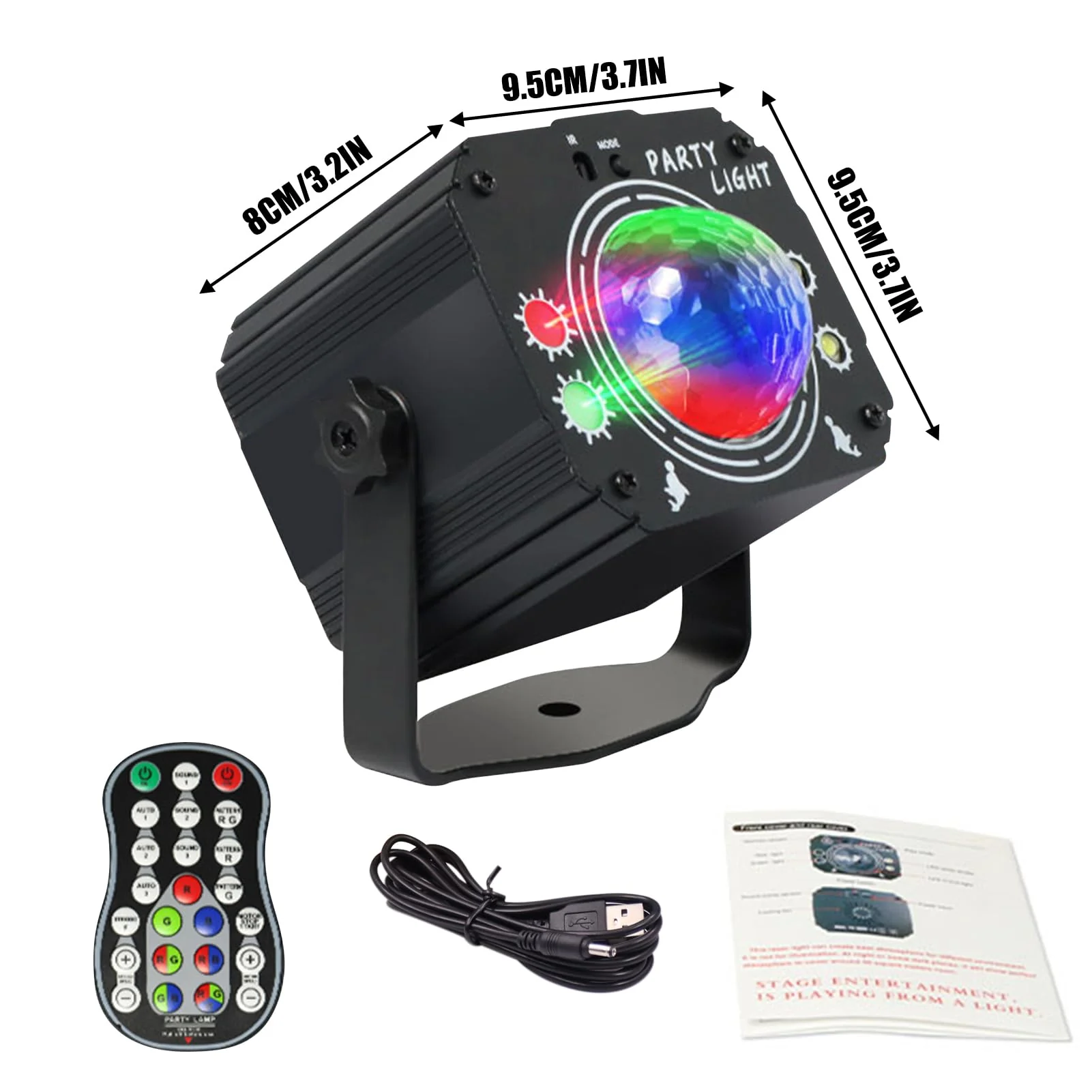 USB Powered Mini Party Light Sound-Activated Disco Ball DJ Projector Ideal for Christmas, Raves, Home Karaoke, Dance, Clubs, and Bar Parties,Matte Black - Image 5