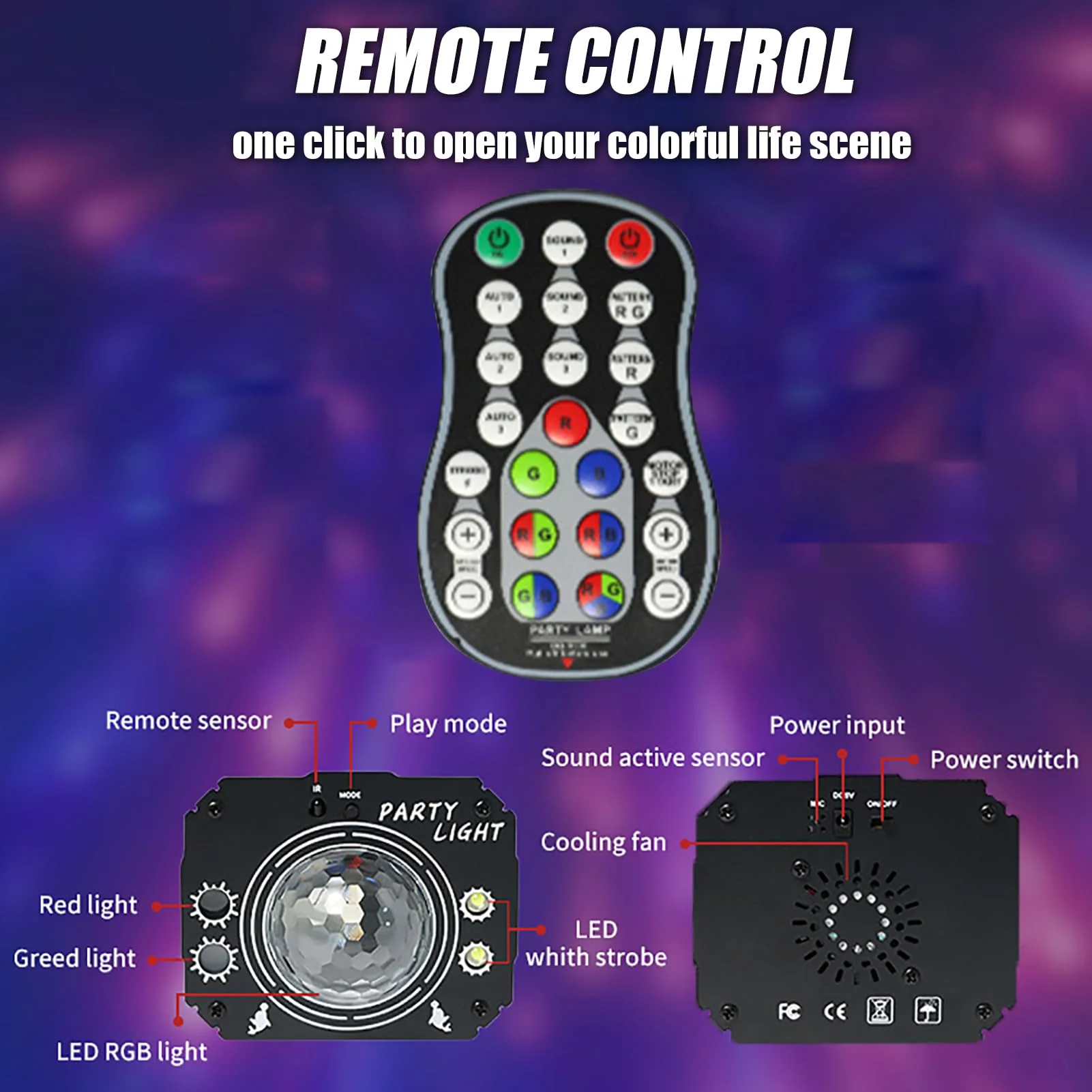 USB Powered Mini Party Light Sound-Activated Disco Ball DJ Projector Ideal for Christmas, Raves, Home Karaoke, Dance, Clubs, and Bar Parties,Matte Black - Image 6