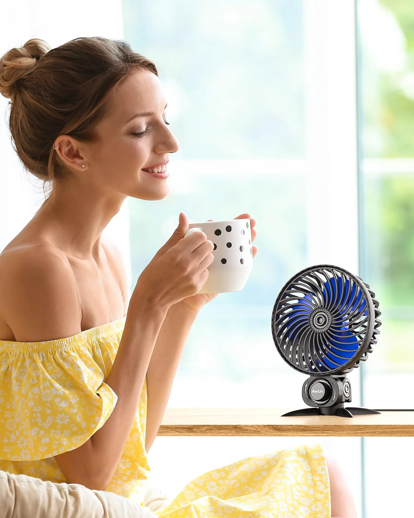 USB Small Fan, Desk Fans with CVT Variable Speeds, Strong Cooling Airflow, Quiet Portable, Desktop Mini Personal Fan for Room, Home,Office, Bedroom-USB Powered Black - Image 4