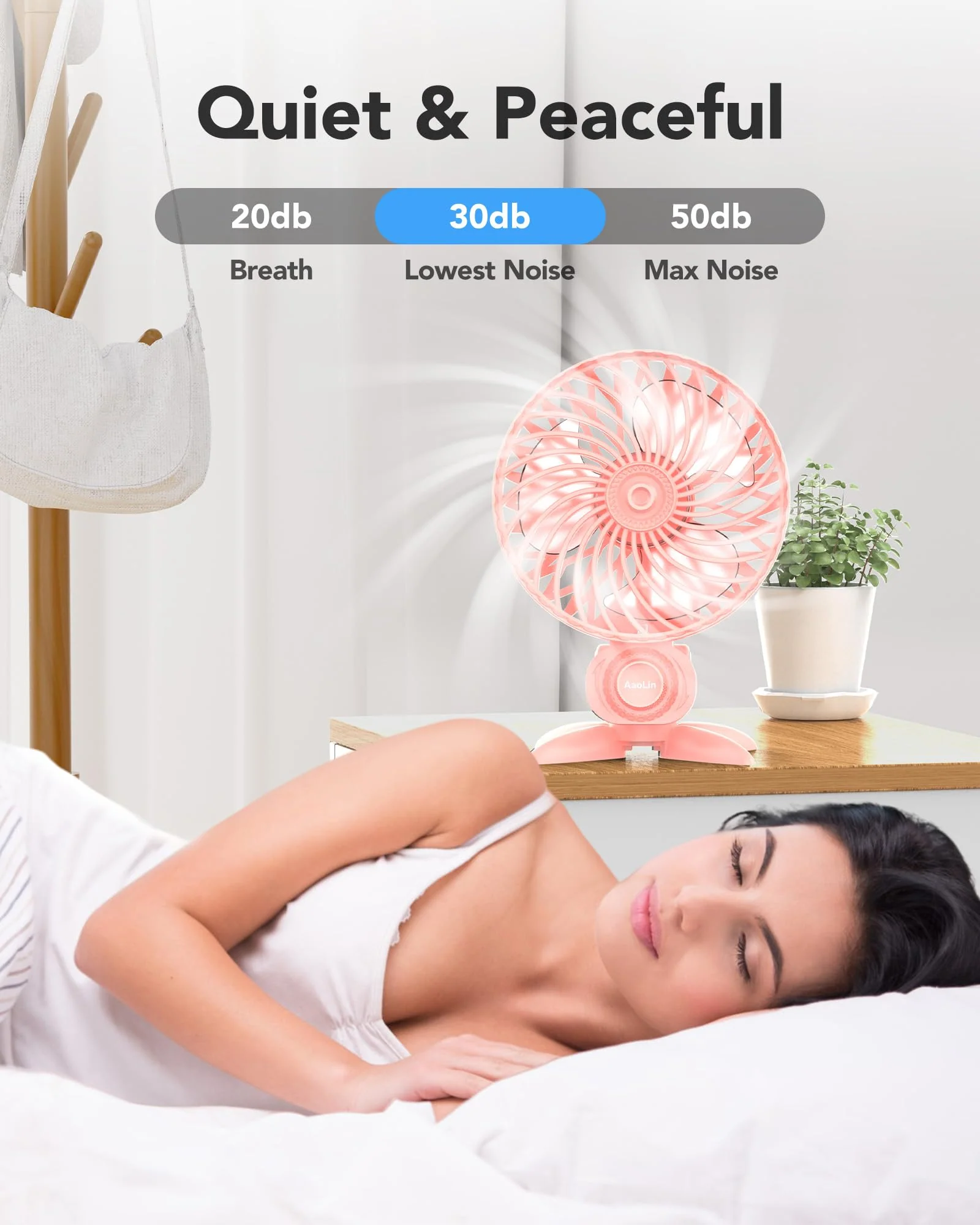USB Small Fan, Desk Fans with CVT Variable Speeds, Strong Cooling Airflow, Quiet Portable, Desktop Mini Personal Fan for Room, Home,Office, Bedroom-USB Powered Pink - Image 3